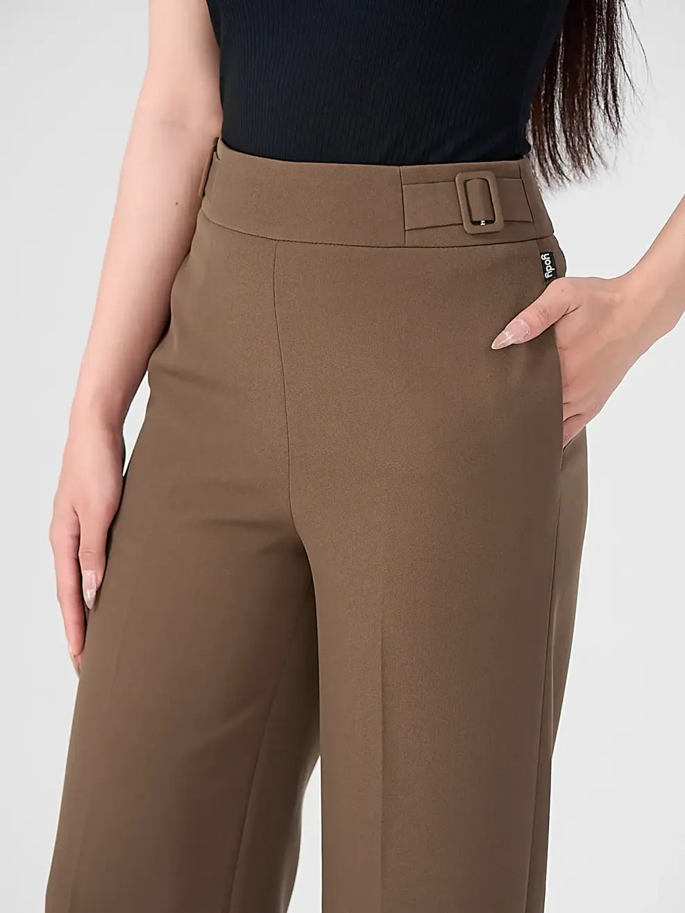 Quần Âu Nữ Đai 2 Bên Sườn - Nâu đậm - 4XL