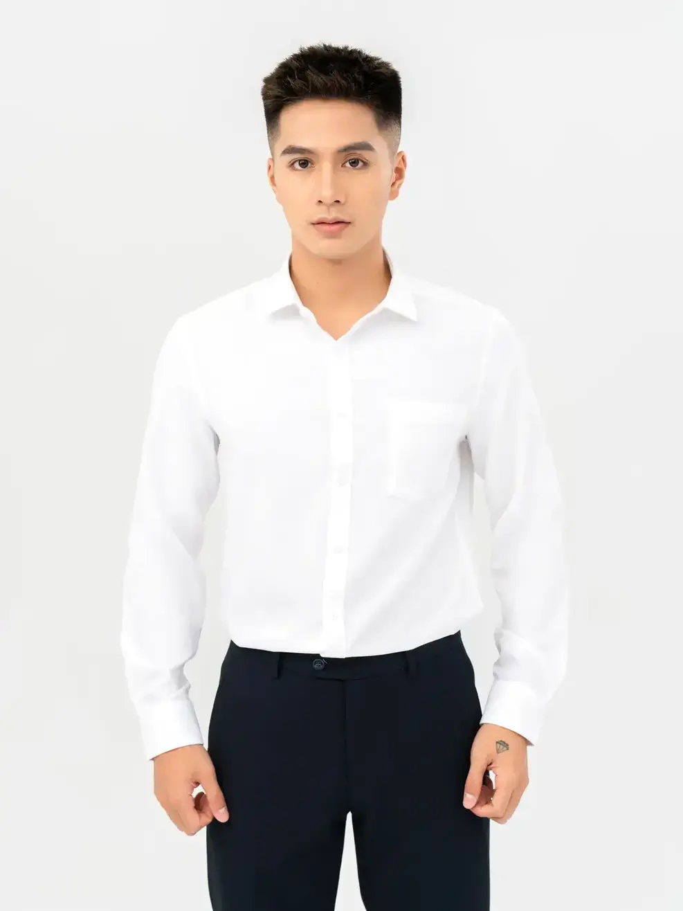 Áo Sơ Mi Dài Tay Cafe (SMM6017) - White 004 - M