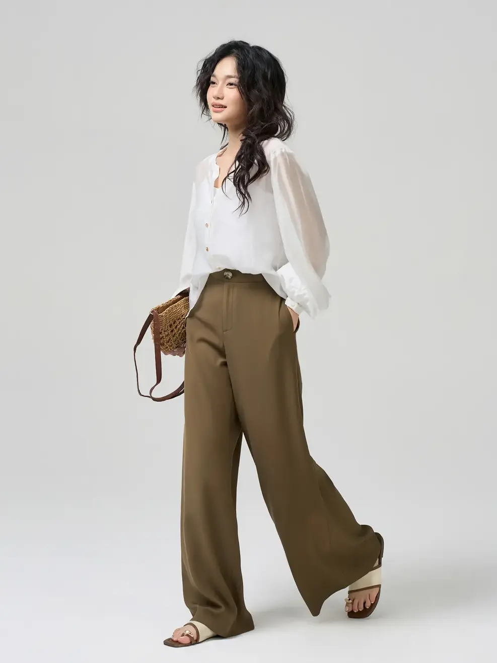 Quần Dài Wide Leg - Màu nâu 015 - M