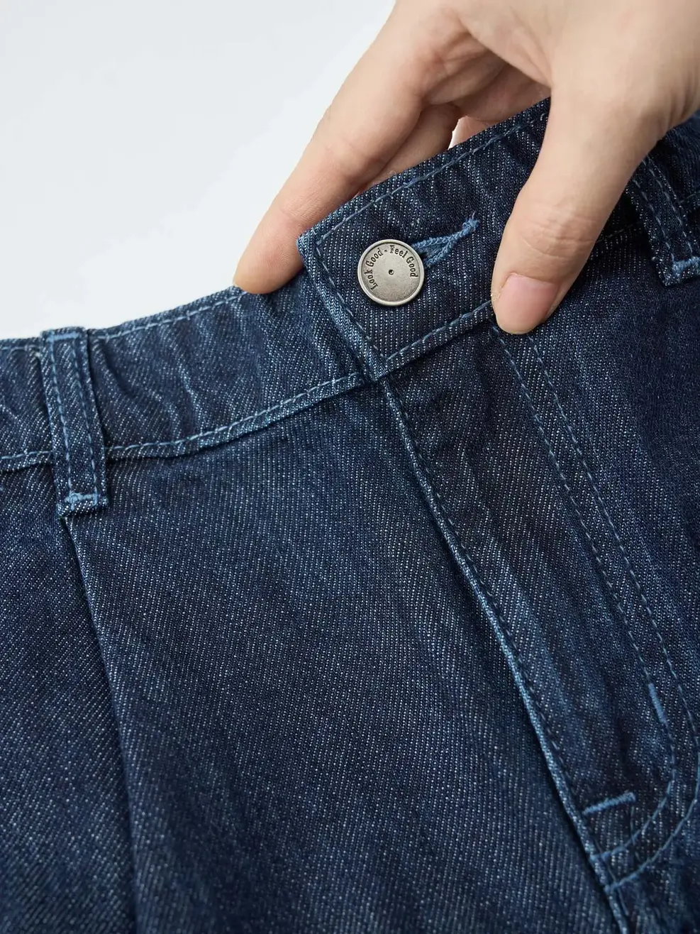 Quần Jeans Ống Suông Cạp Chun Mỏng Nhẹ - Màu chàm 001 - 26