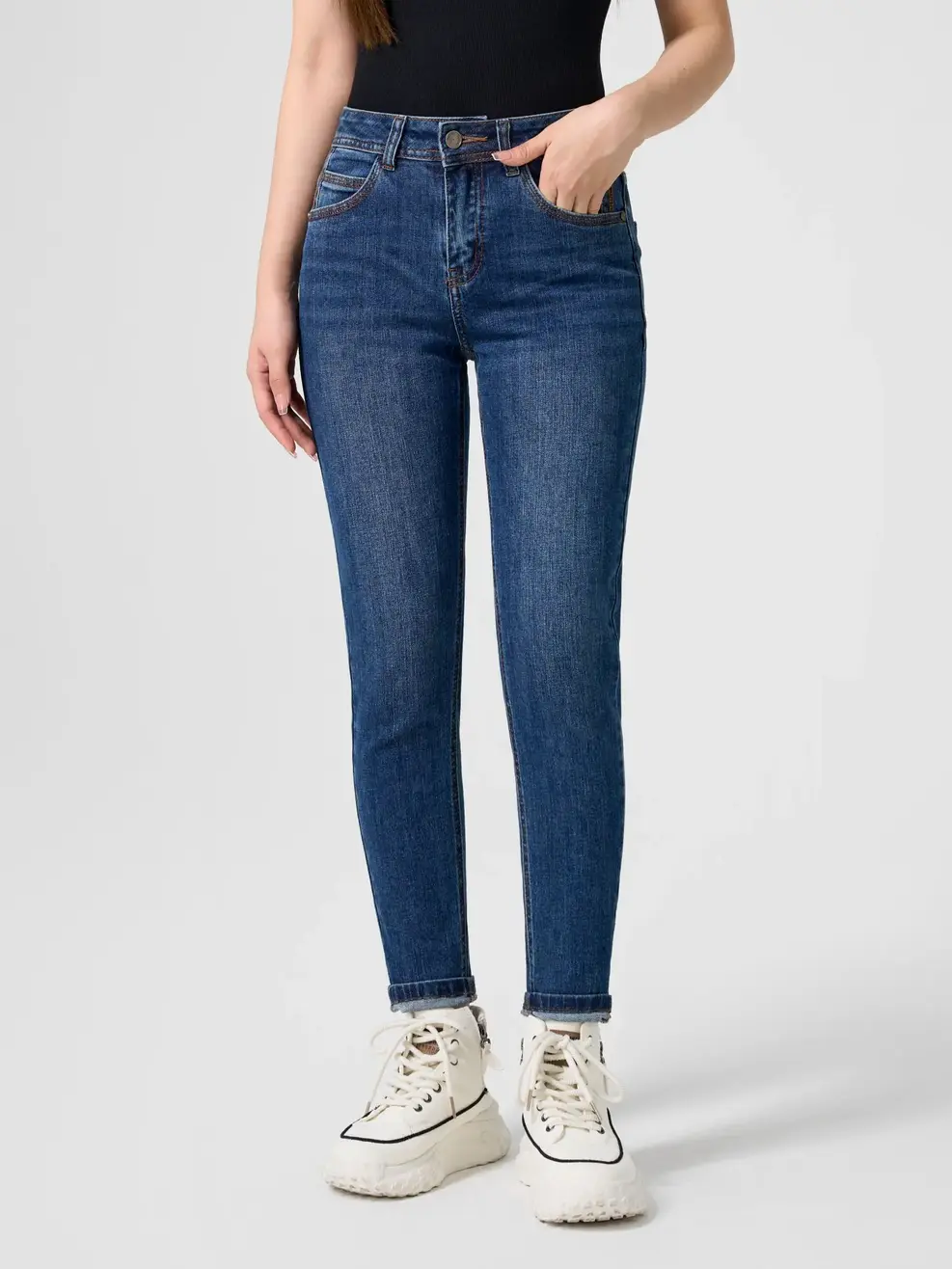 Quần Jeans Skinny Diễu Túi - Màu chàm 001 - 27