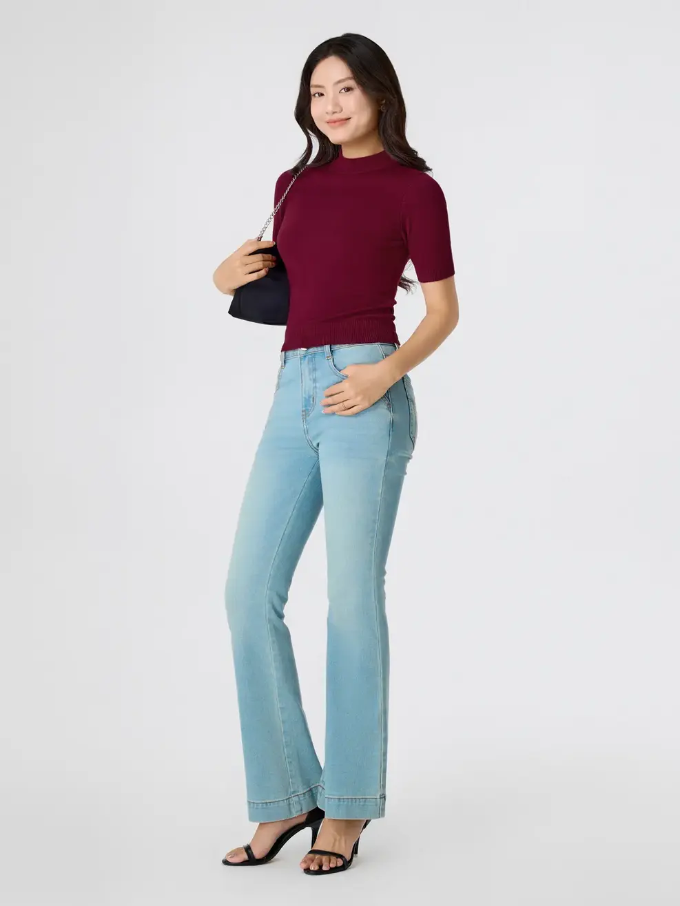 Áo Len Nữ Ngắn Tay Bo Gấu - Đỏ 033 - M