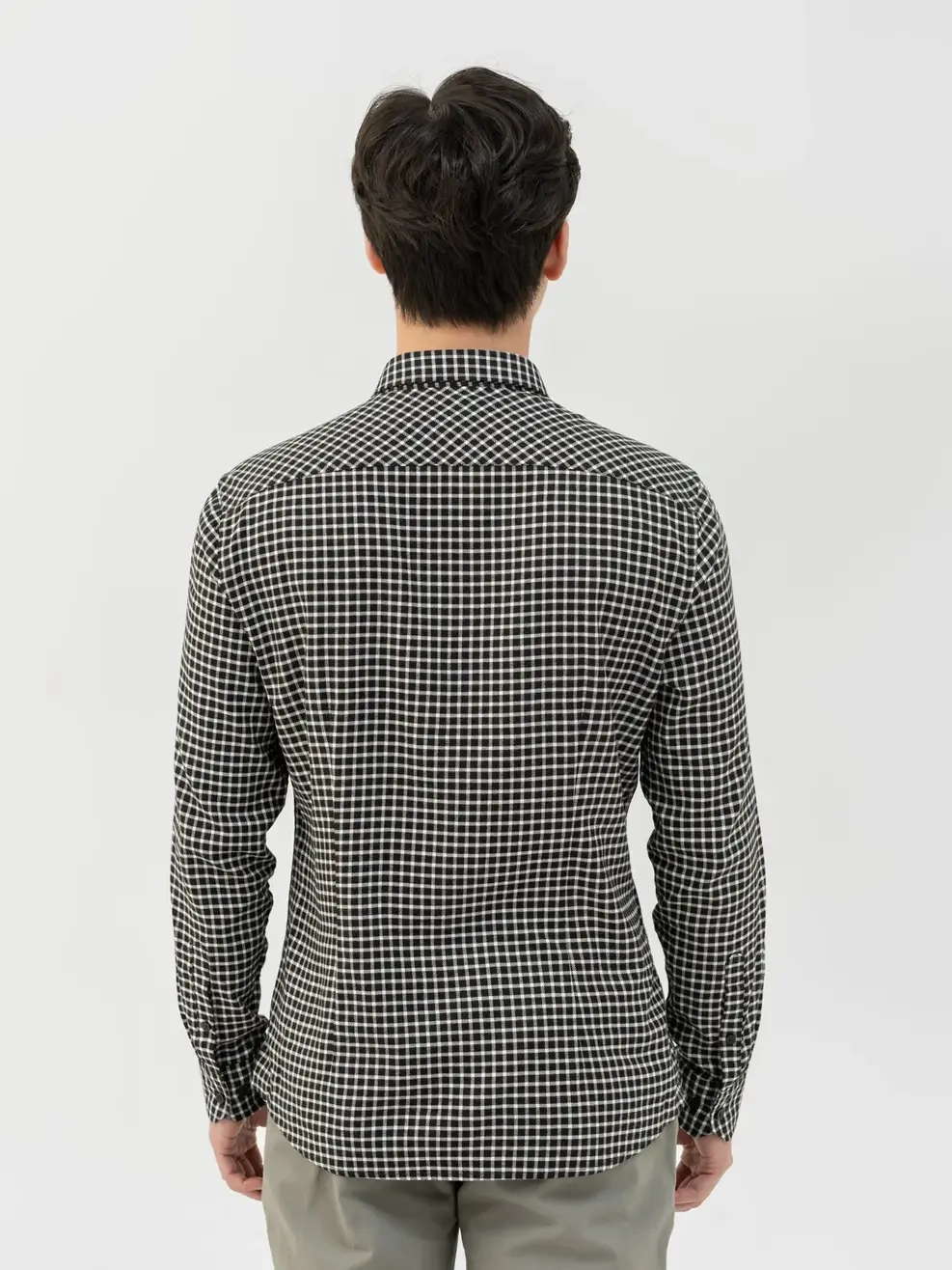 Sơ Mi Nam Dài Tay Kẻ Caro - Đen - M