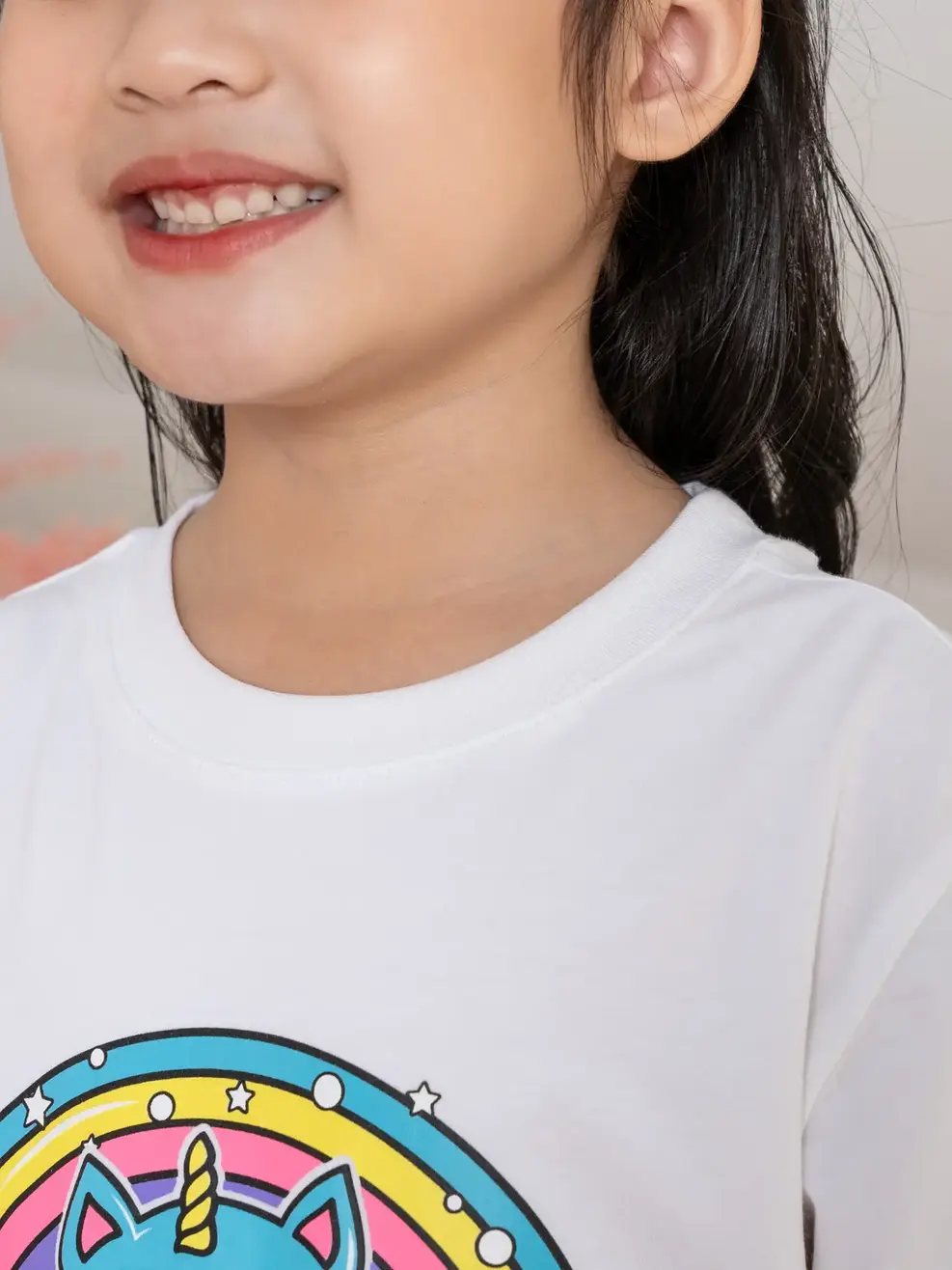 Tshirt kid in cầu vồng kem - Trắng - 6