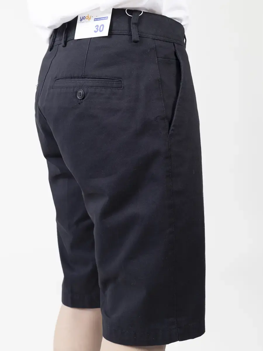 Quần sooc kaki diễu miệng túi sau - Đen - 34