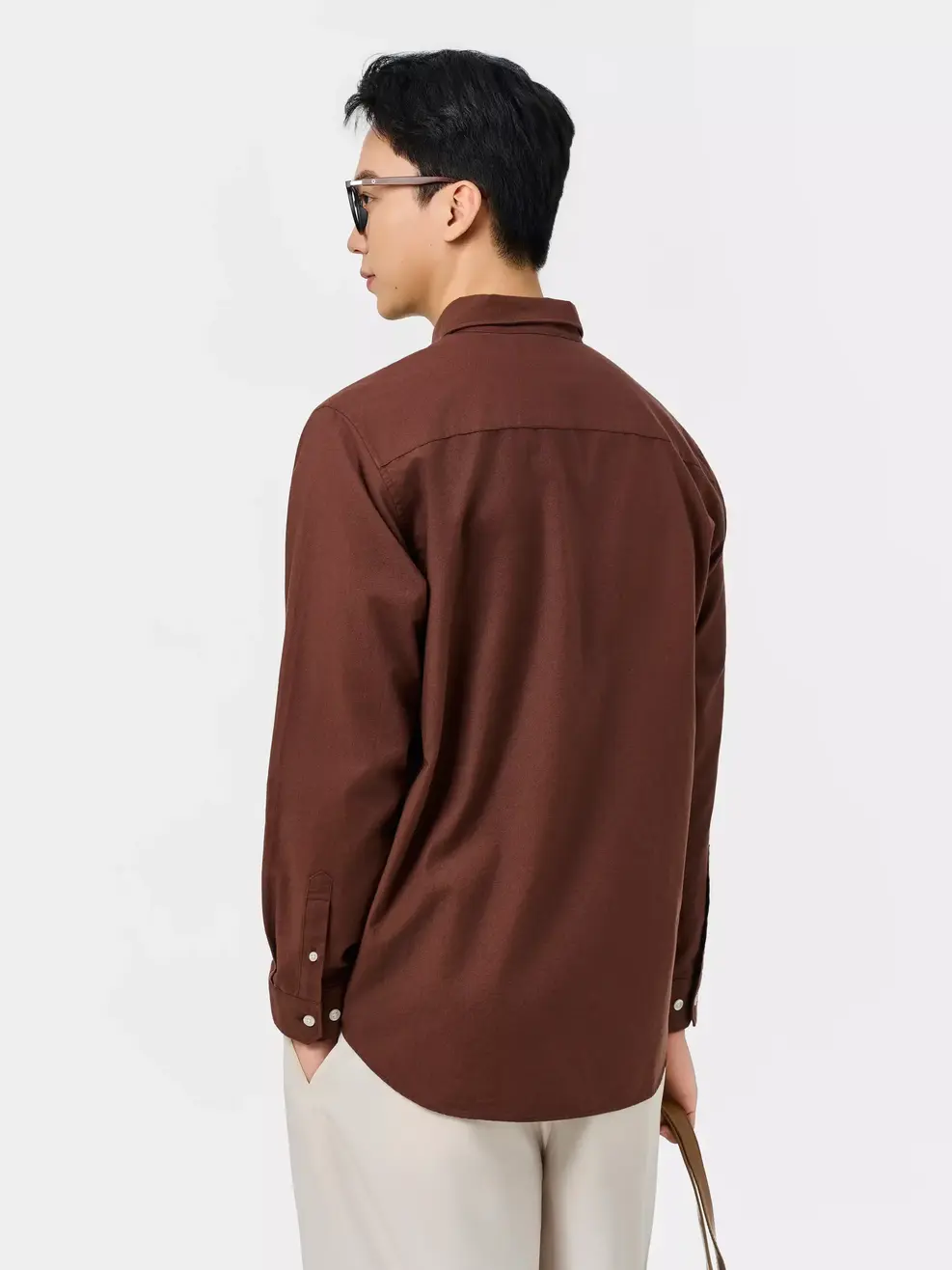 Áo Sơ-mi nam oxford dài tay phối túi - Màu nâu 002 - M