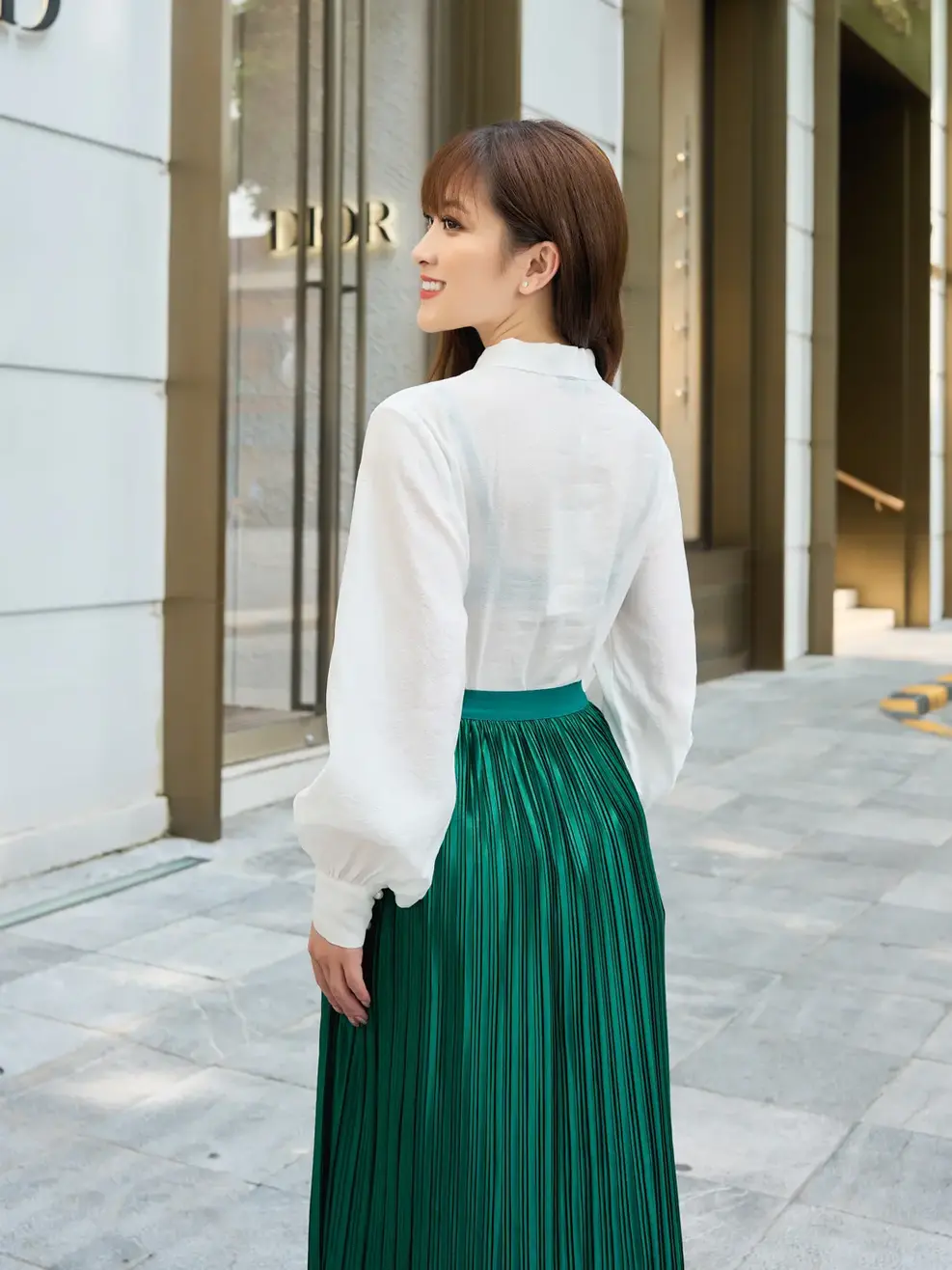 Sơ mi cổ nơ tay bồng - Trắng - S