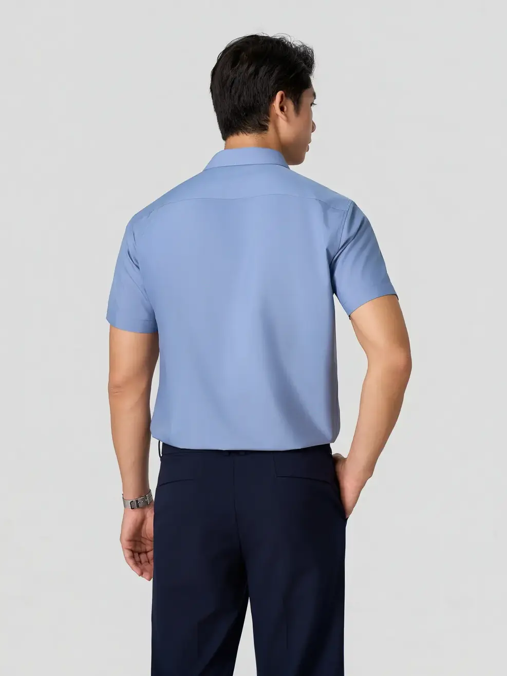 Áo Sơ-mi Ngắn Tay nam vạt ngang phom Regular -  Chì 056 - M
