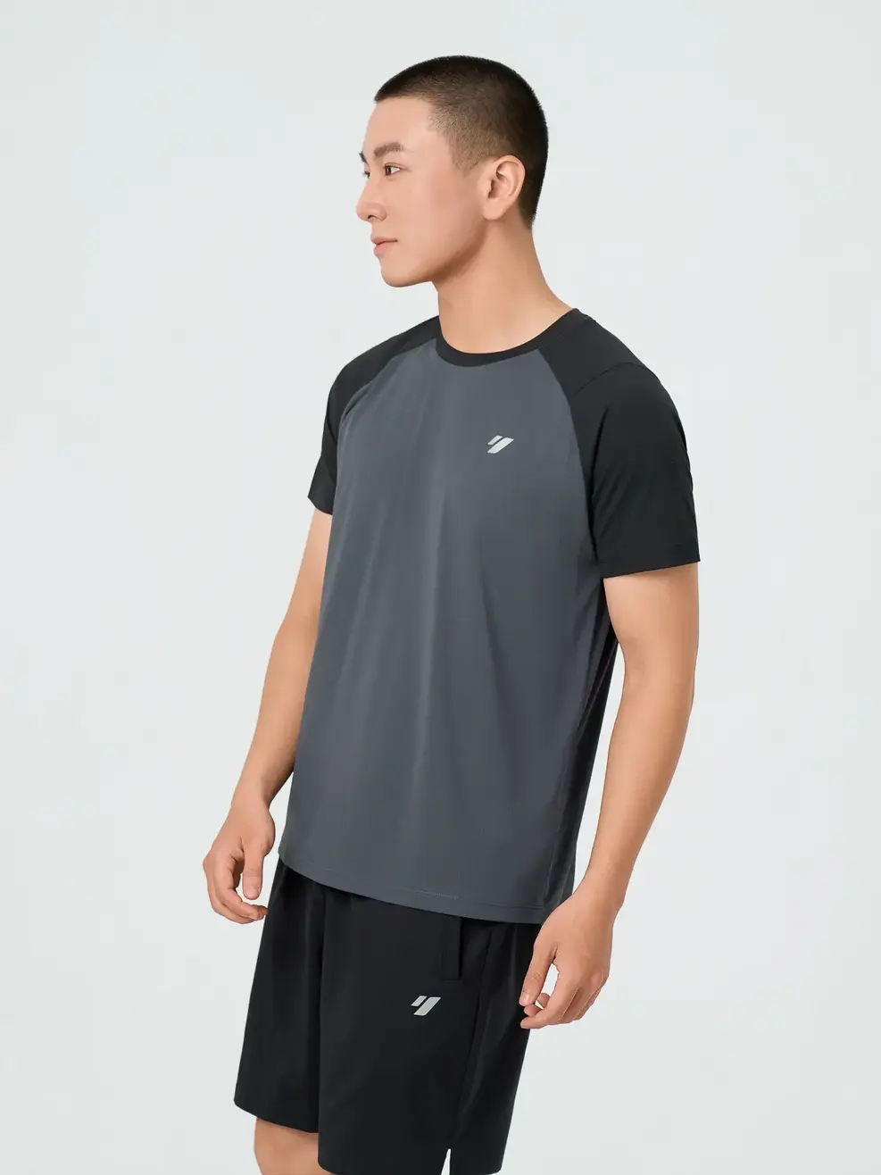 Áo Phông Thể Thao Tay Raglan Phối Màu - Than chì 002 - M