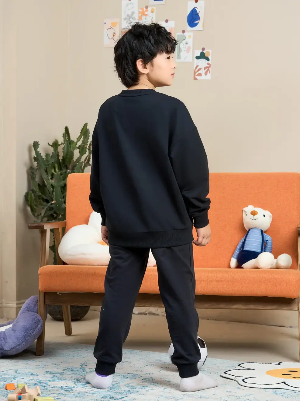 Bộ đồ kid thêu đĩa bay - Đen - 12