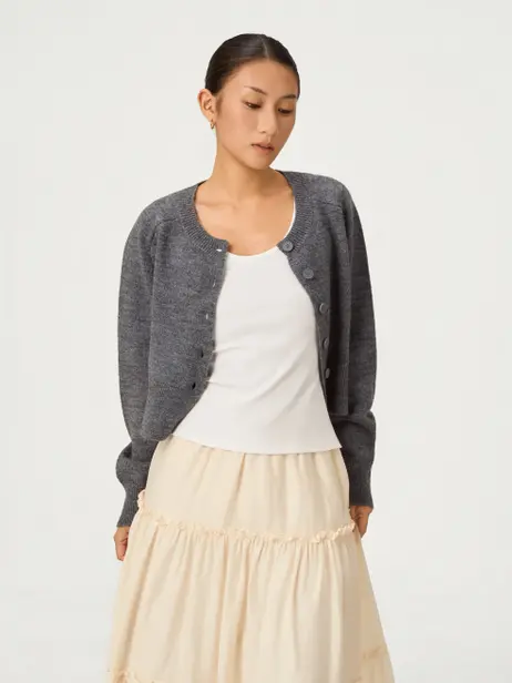 Áo Len Cardigan Cúc Cài Mềm Mại Thanh Lịch Giữ Ấm Cả Đông