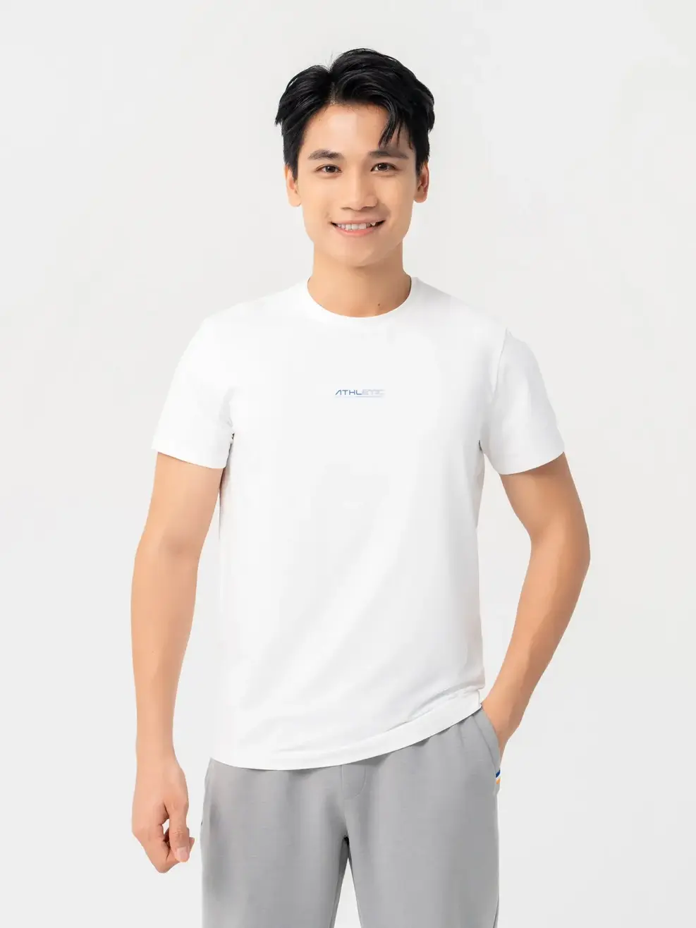 T-shirt Thể Thao Nam In Ngực Athletic - Trắng - L