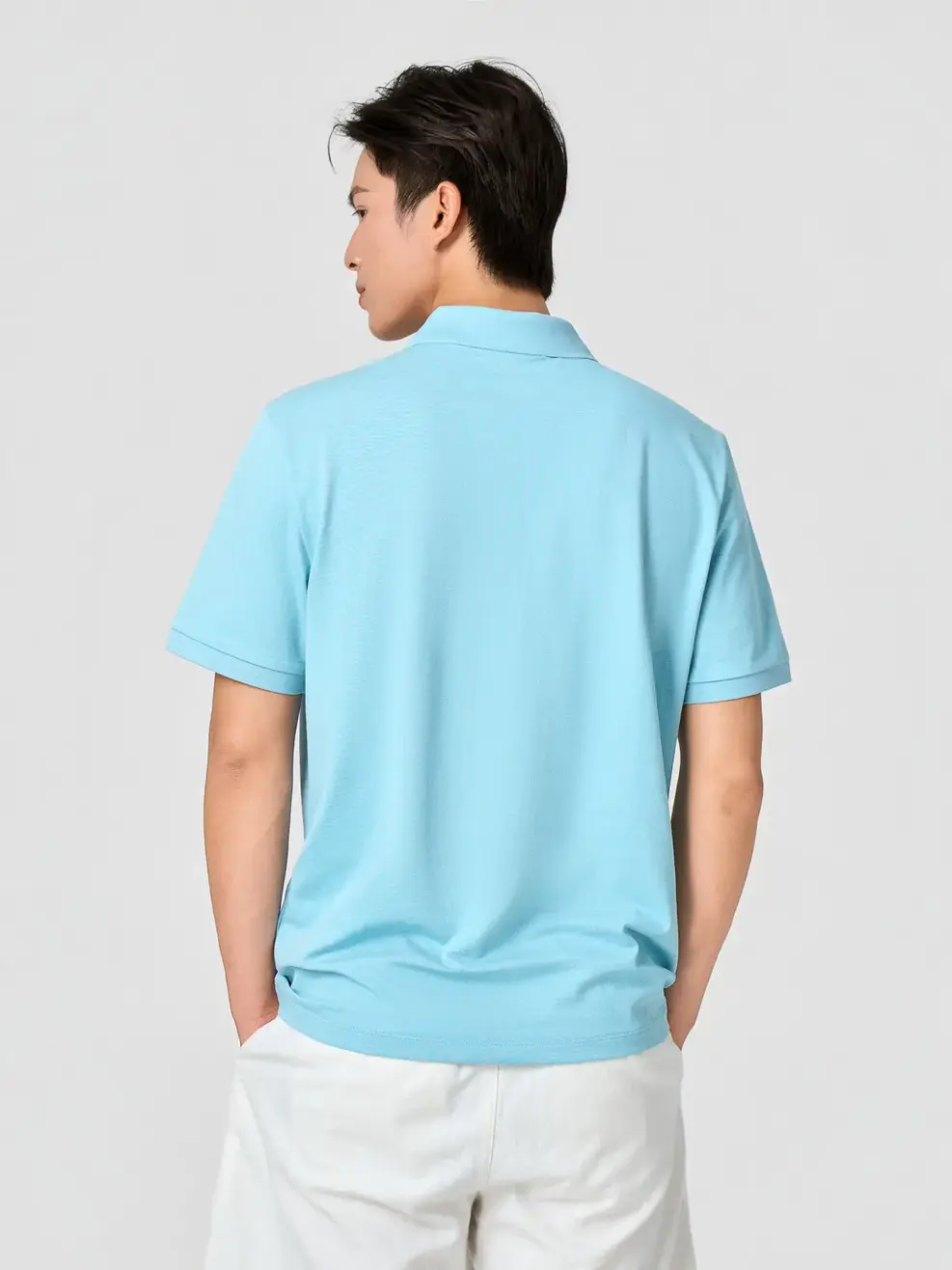 Áo Polo Nam Ngắn Tay Nẹp Che Cúc -  Xanh Da Trời 242 - S