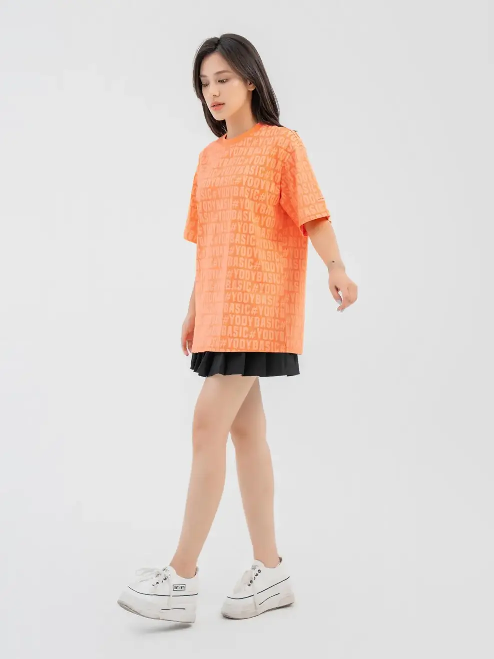 T-shirt Nữ In Tràn Cotton Usa - Cam - S