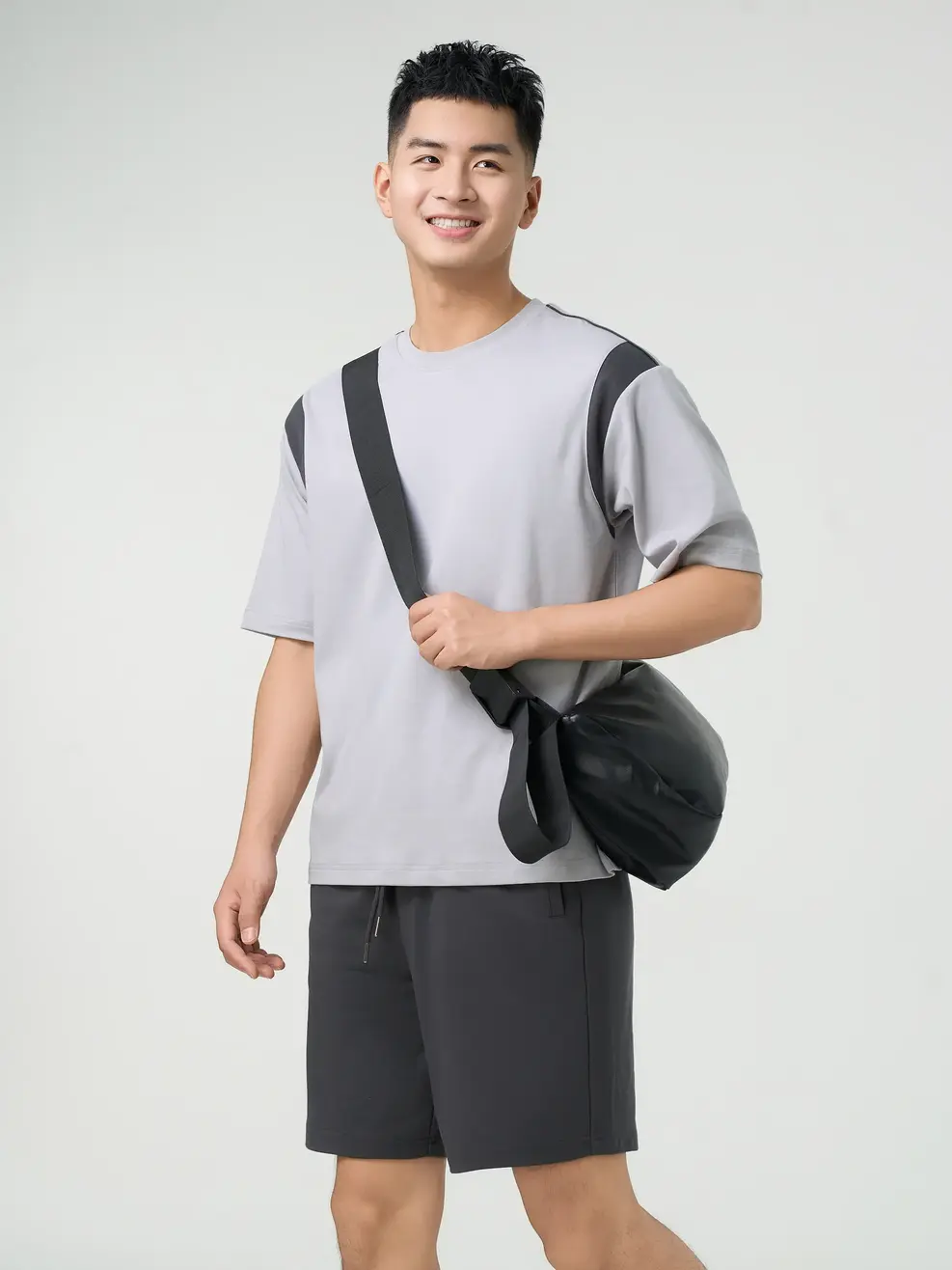 Bộ Đồ Nam Can Phối Nách Lé Vai - Xám 001 - L