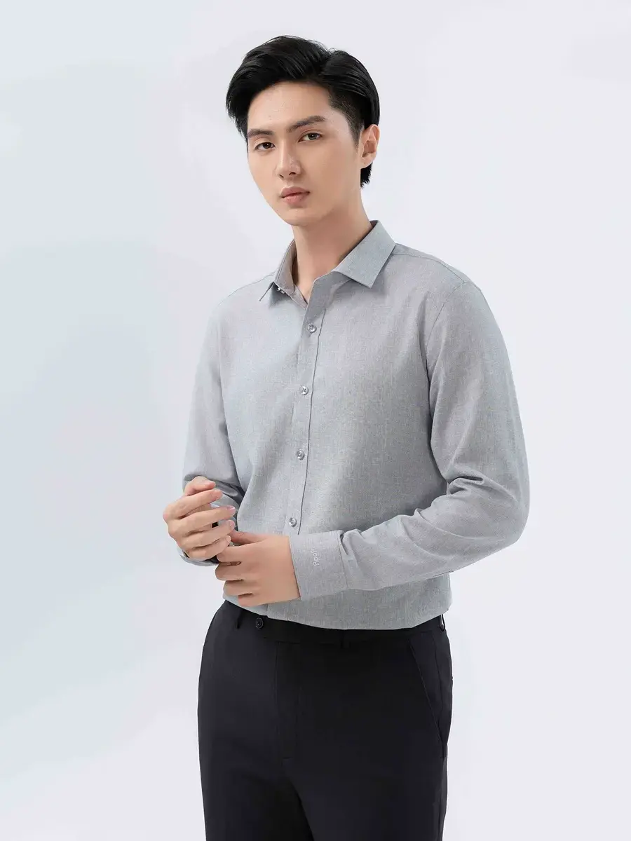 Sơ Mi Tay Dài Nam Cafe - Ghi Đậm - M