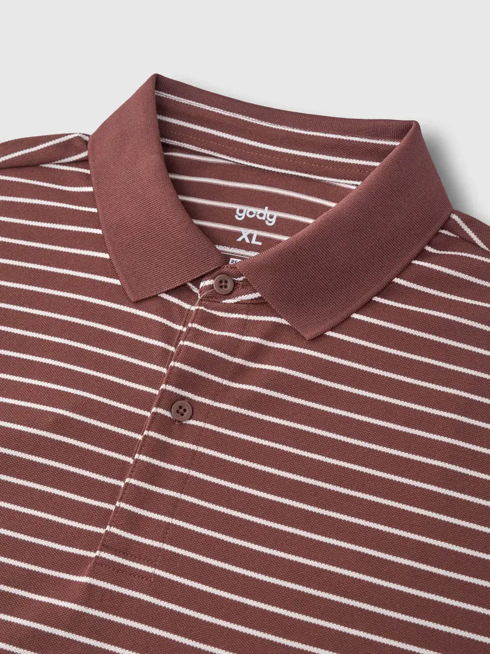 Áo Polo Nam Regular Họa Tiết Kẻ Ngang - Kẻ Nâu 189 - L
