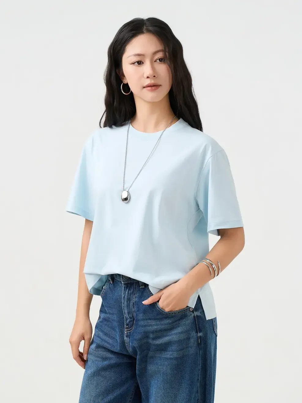 Áo Phông Nữ Boxy - BLUE 018 - XS