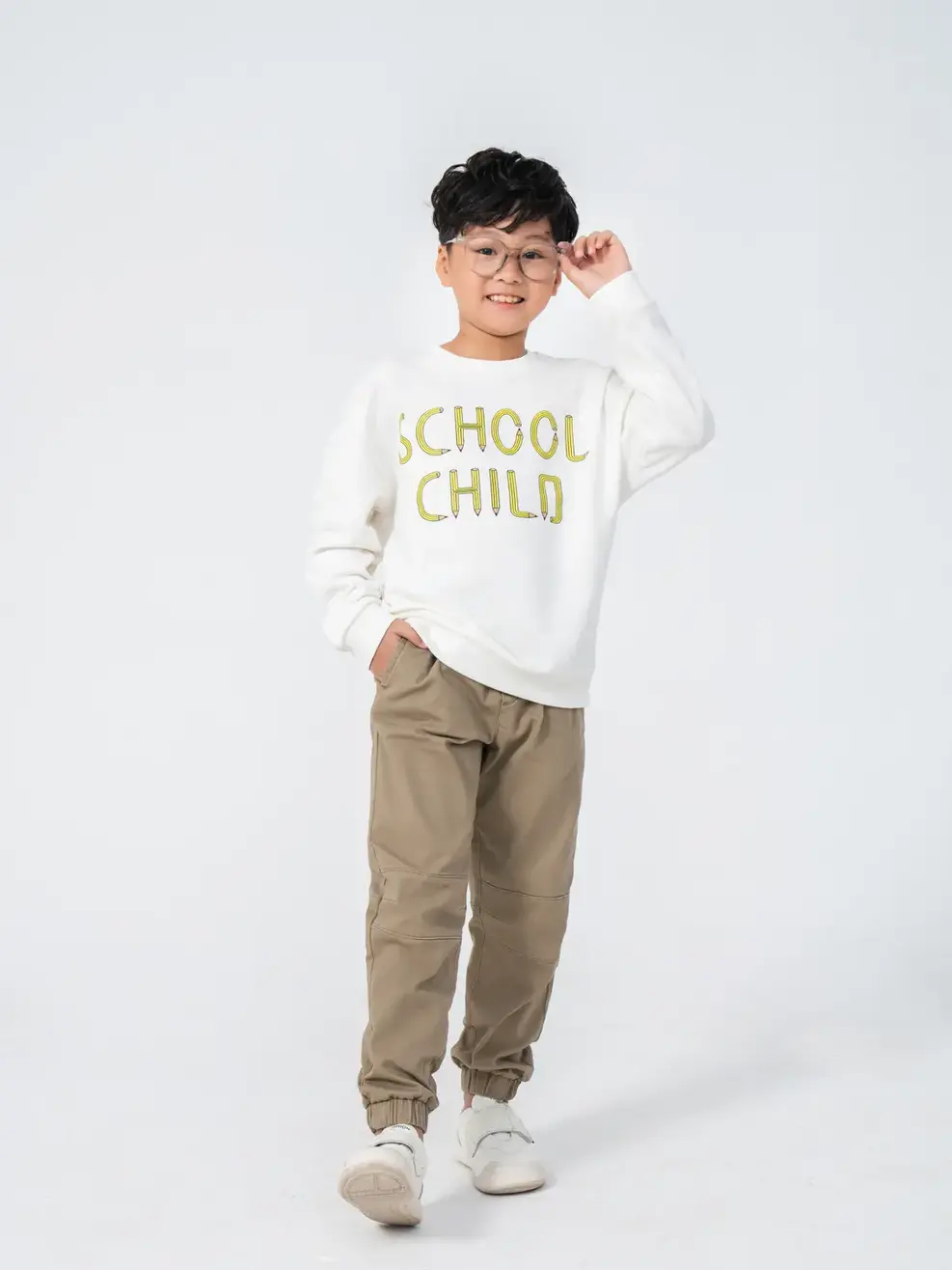 Áo nỉ kid lớn in School child - Trắng - 10