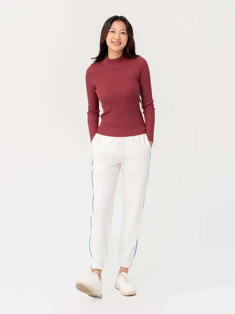 Quần Nỉ Nữ Lé Phối - Trắng - S