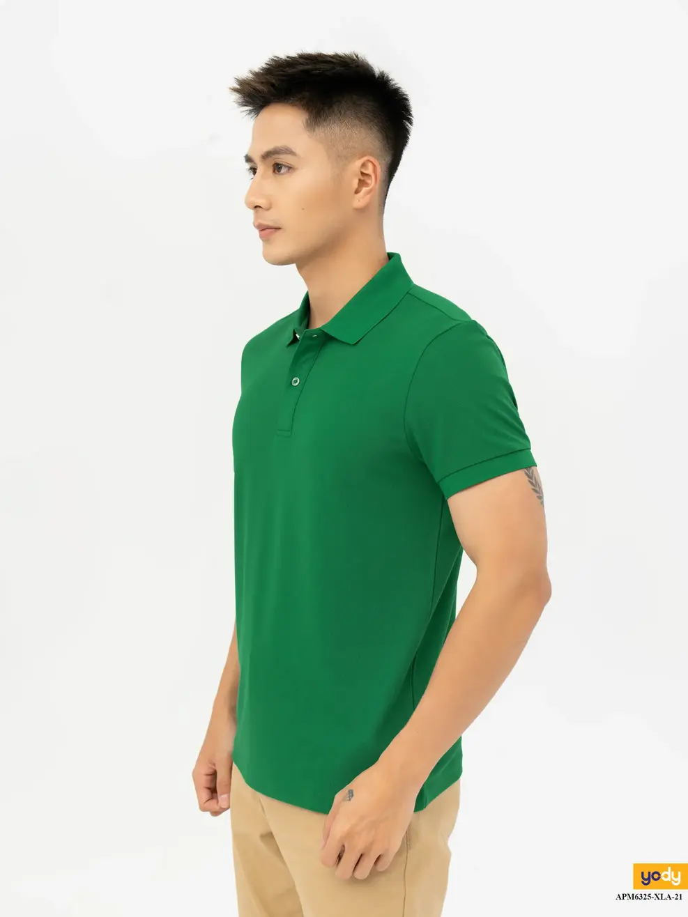 Áo Polo Cafe Dệt Tổ Ong Basic-APM6325 - Xanh lá 014 - M