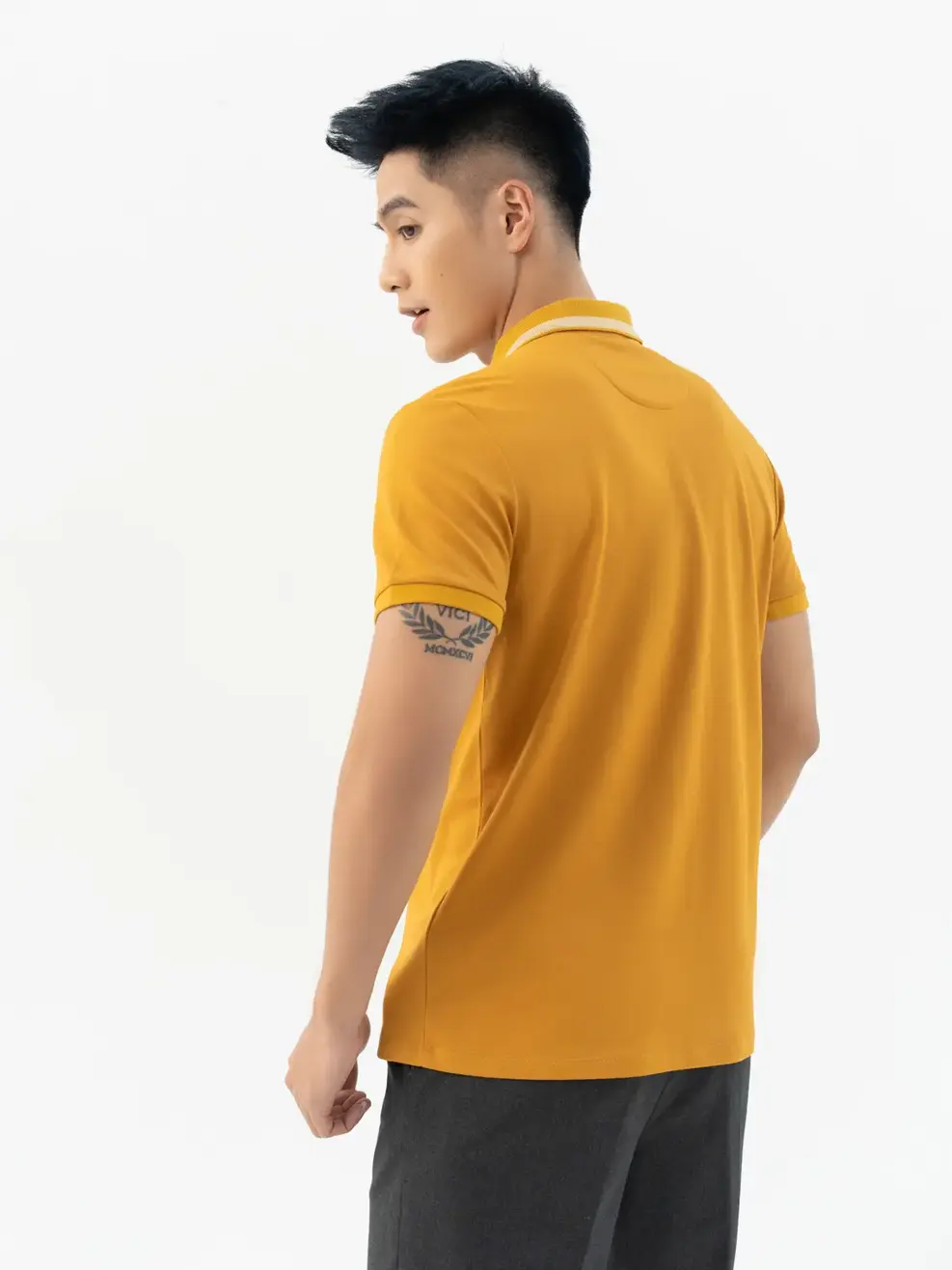 Áo Polo Nam Mắt Chim Phối Bo - Vàng - 2XL