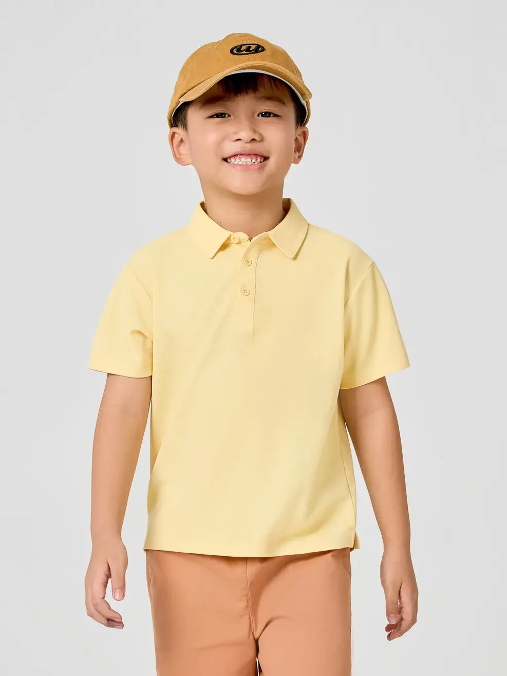 Áo Polo Kids Regular Cổ Ép Có Xẻ Tà -  Vàng 064 - 104