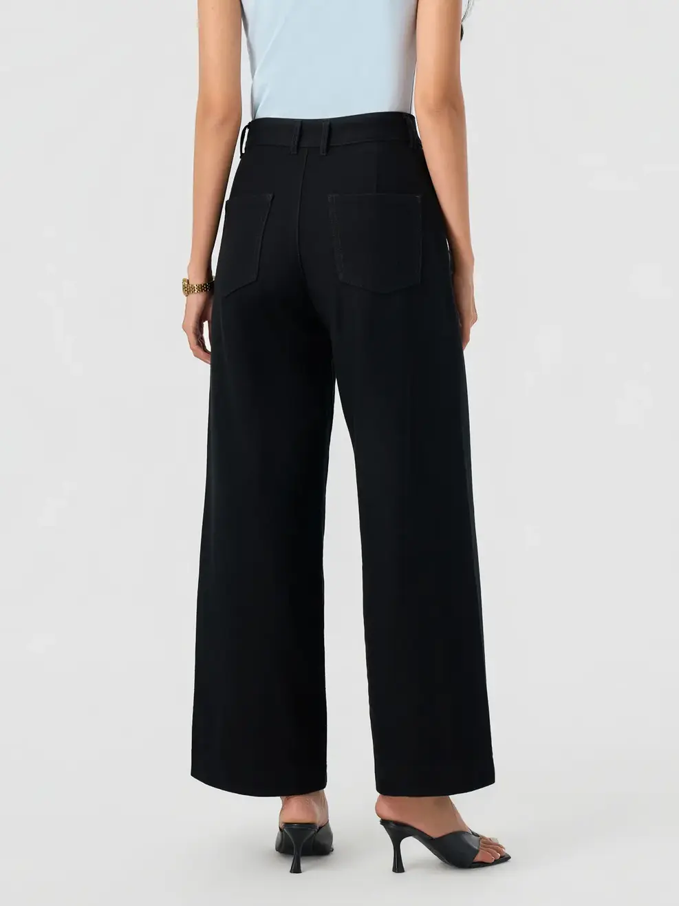 Quần Jeans Nữ Wide Leg Soft Knit Denim Siêu Co Giãn - Đen 073 - 26