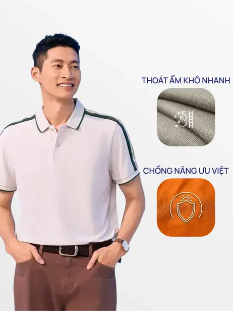 Áo Polo Nam Phối Dây Dệt Năng Động