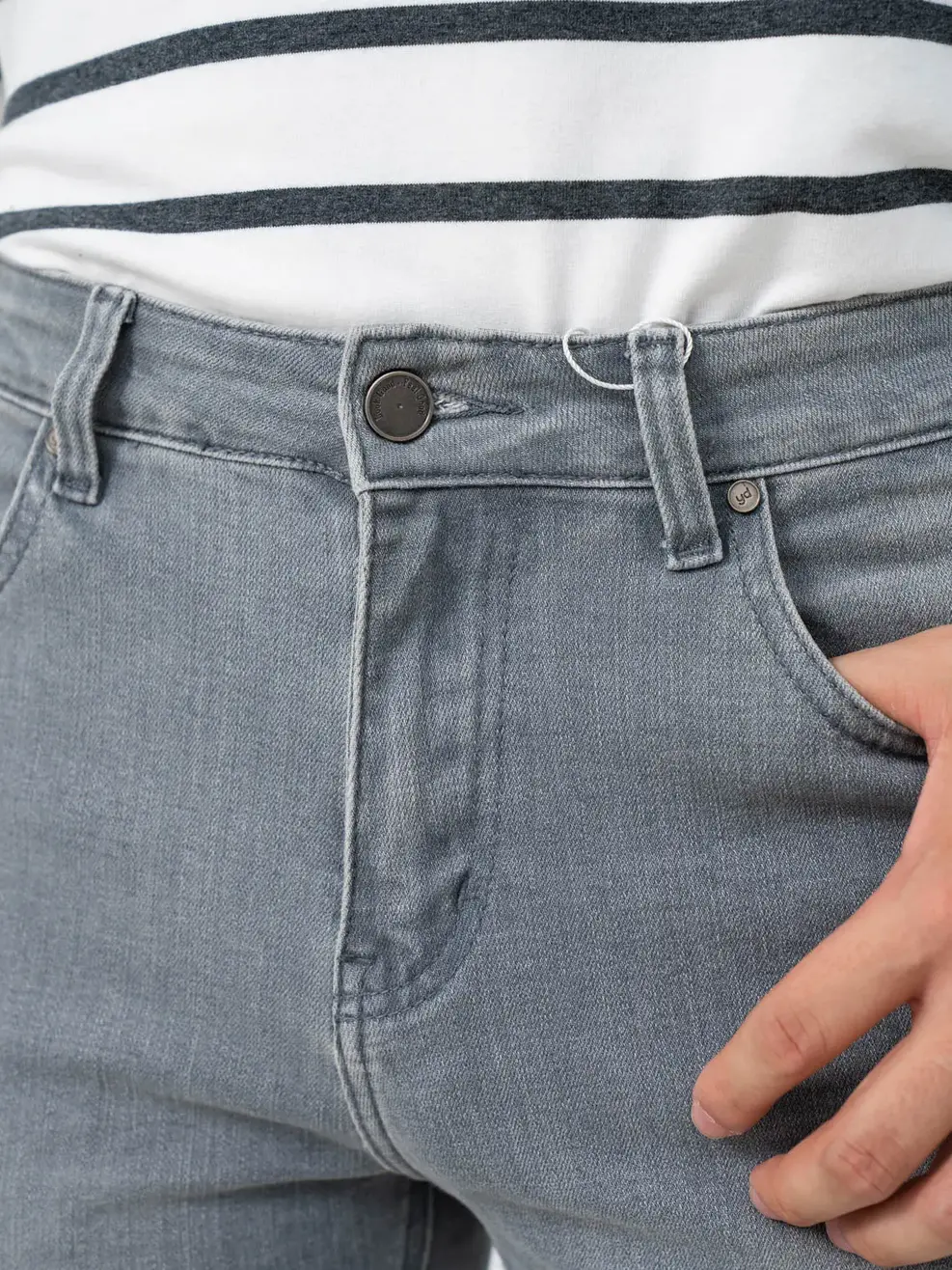 Quân jeans nam slim thêu túi - Xám - 28