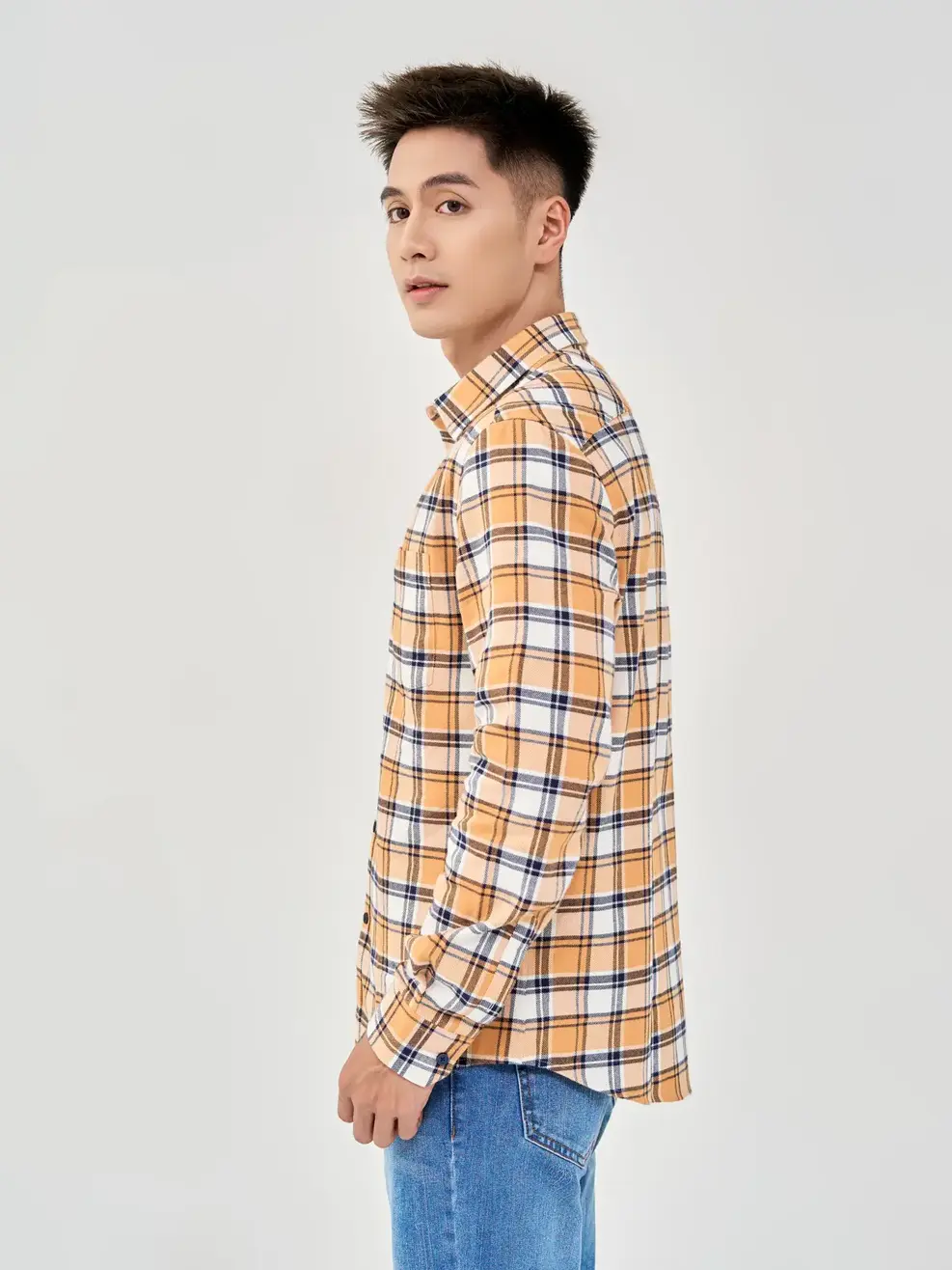 Sơ Mi Dài Tay Nam Kẻ Caro - Kẻ vàng - M