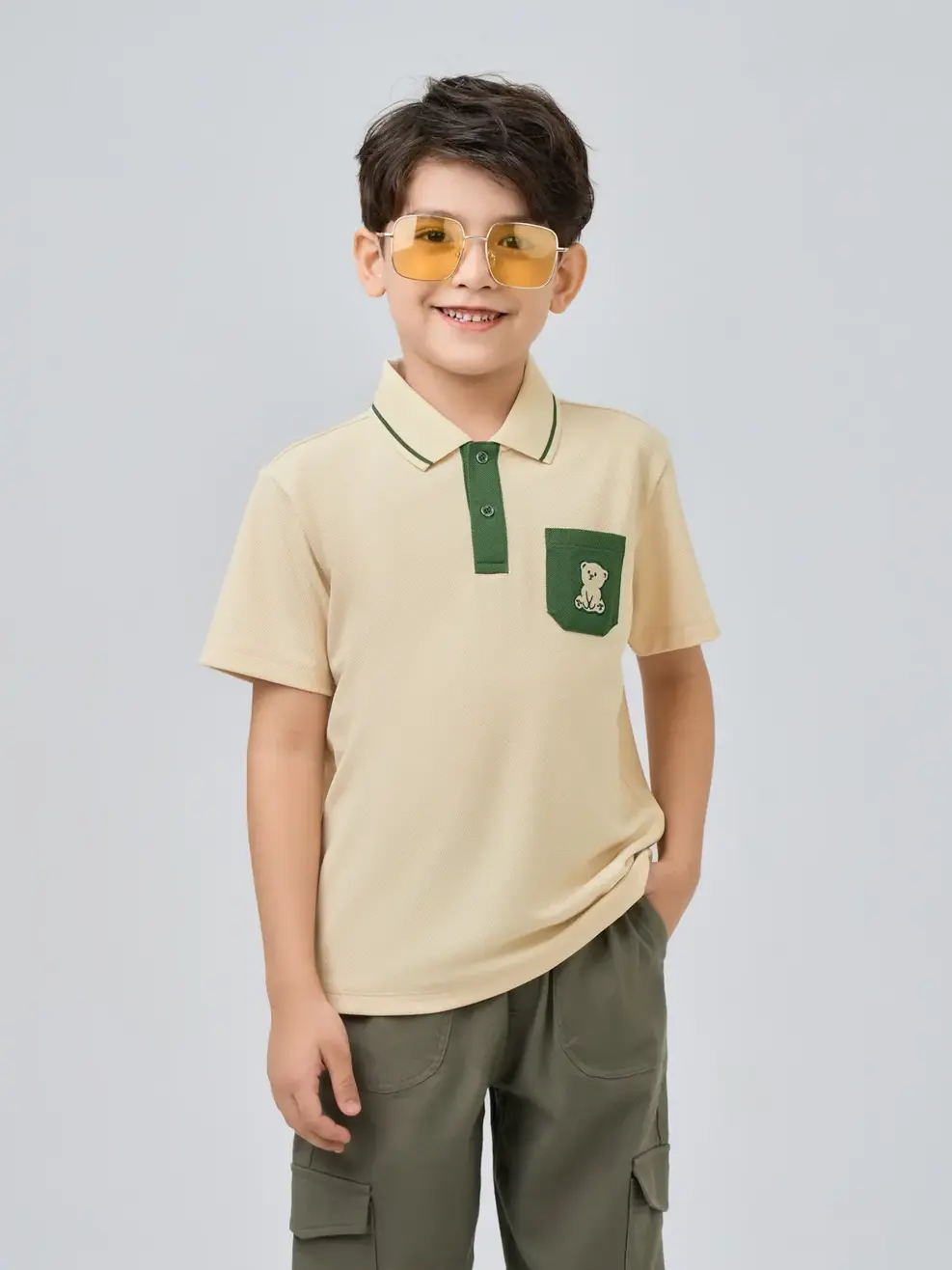 ÁO POLO TRẺ EM CÓ TÚI NGỰC - Be - 2