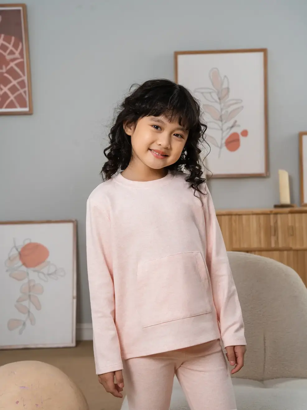 Bộ đồ kid trơn túi bụng - Hồng cam - 4