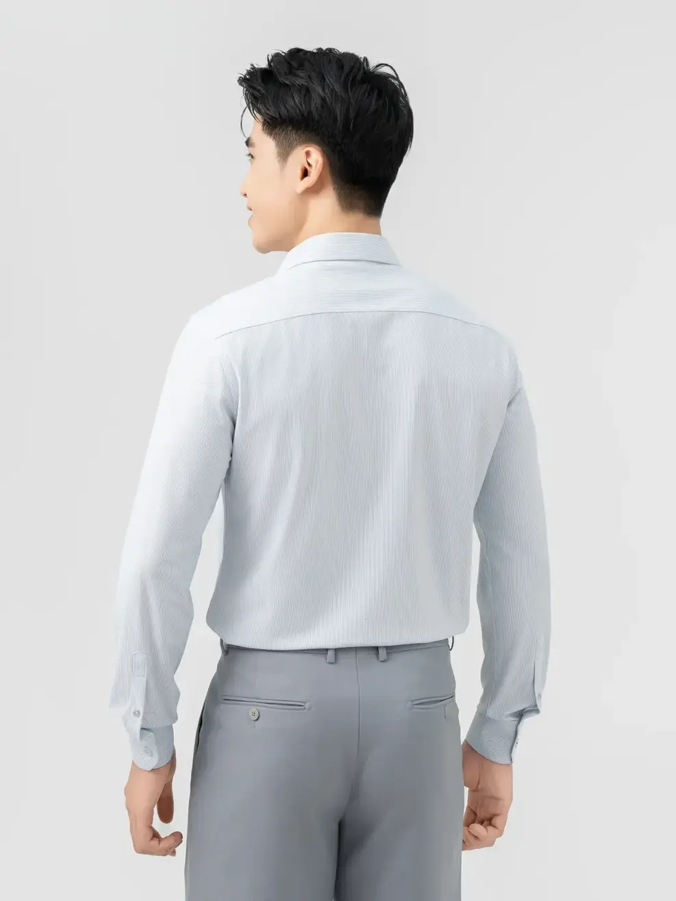 Áo Sơ-mi nam dài tay Knit kẻ sọc (SMM7019) - Kẻ Xám 160 - M