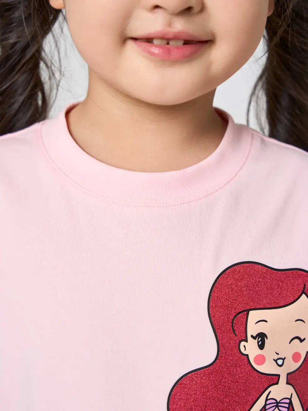 Áo Phông Bé Gái Nàng Tiên Cá - HỒNG PHỚT - 4-5