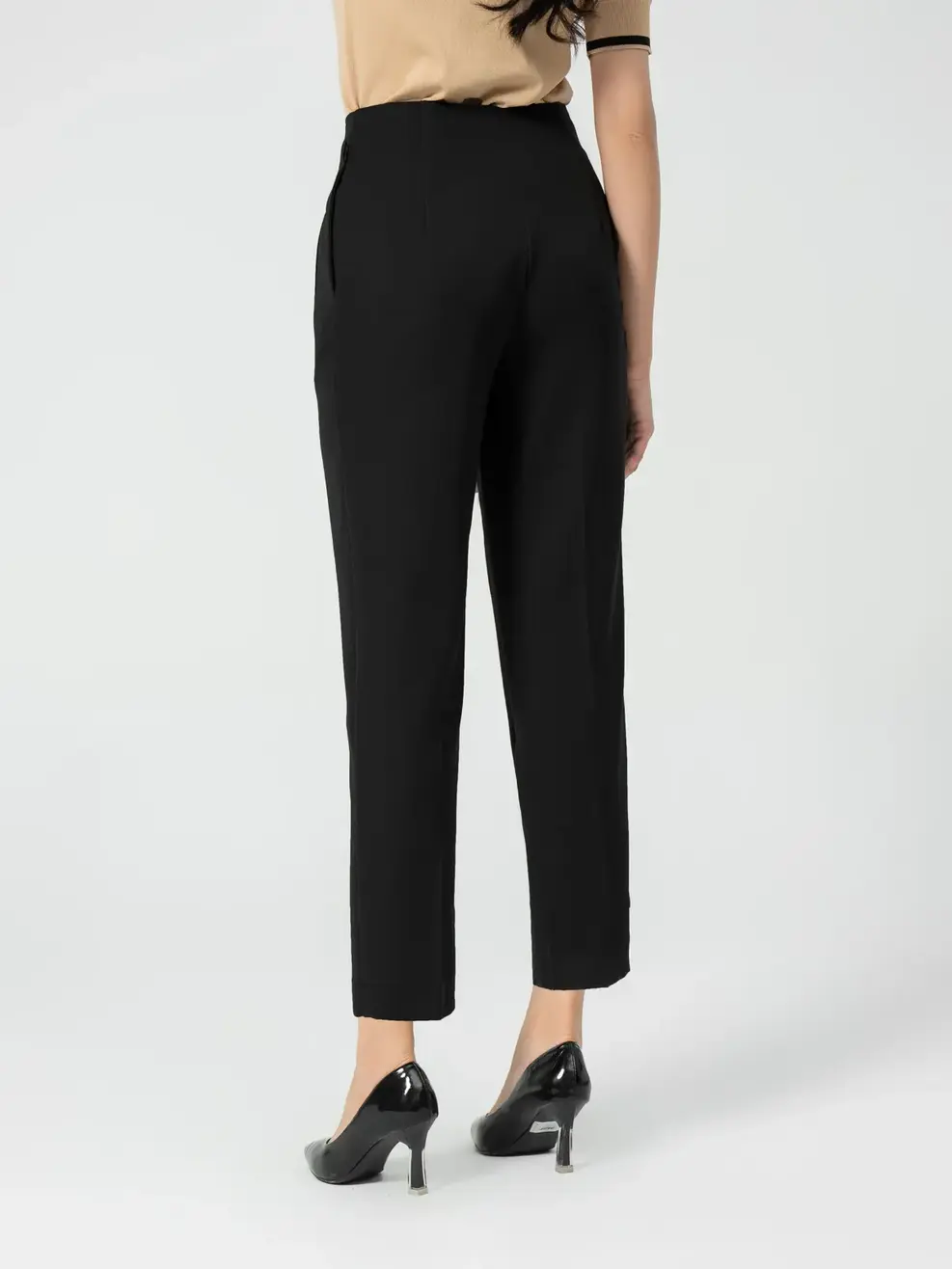 Quần Tây Nữ Baggy Cạp Cao Thailand - Đen - S