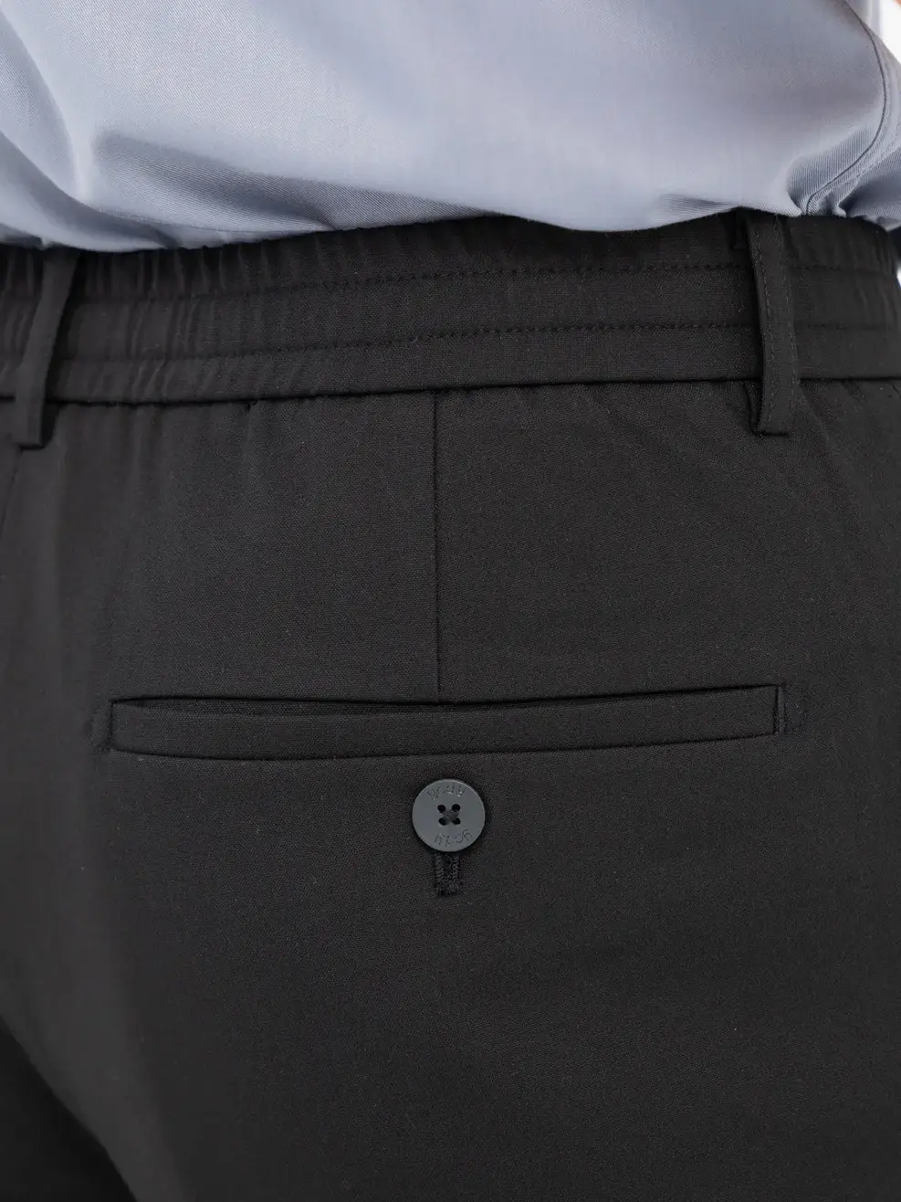 Quần Âu Nam Cạp Chun Dây Rút - Đen - 29