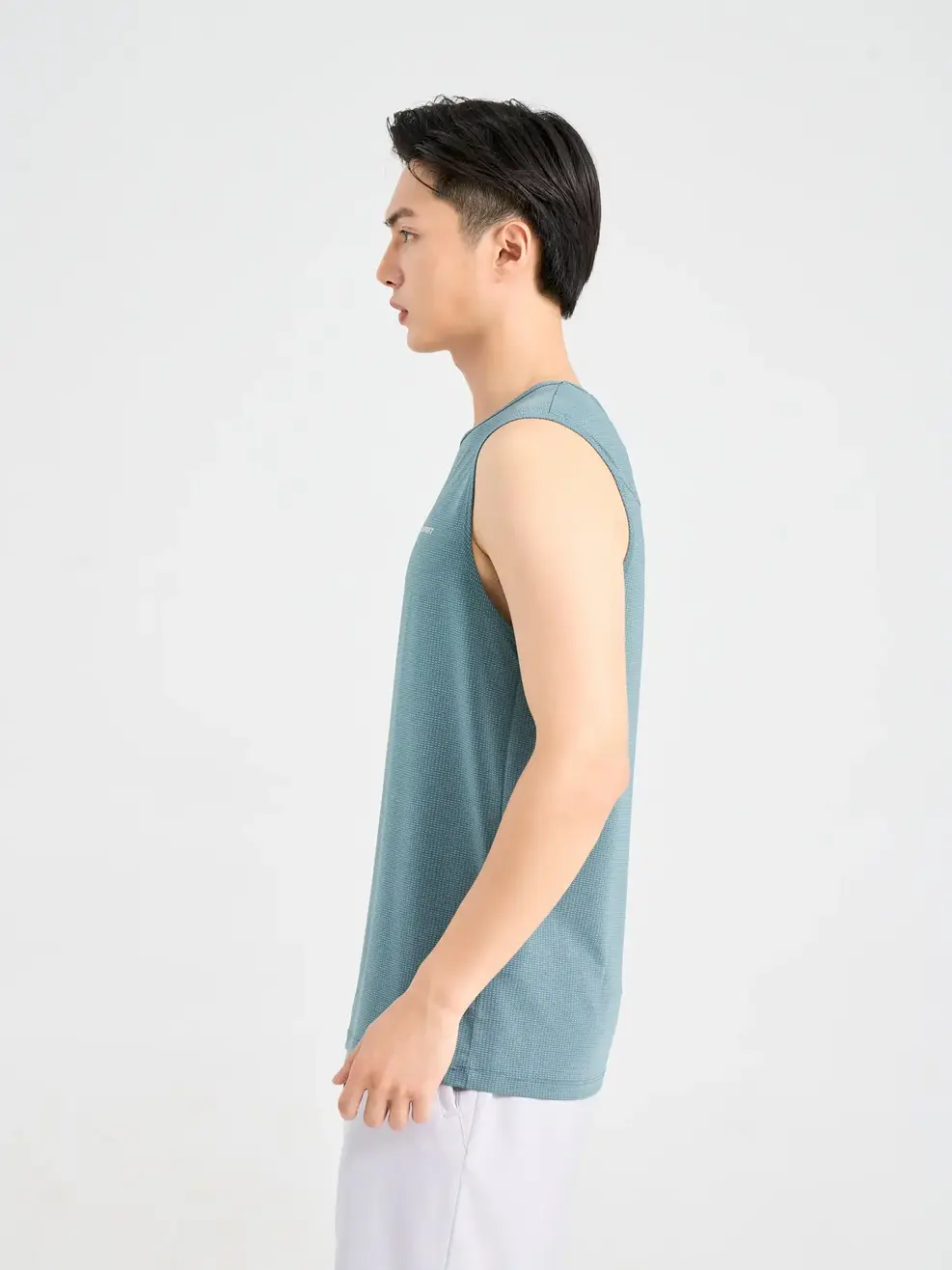 T-shirt Thể Thao Nam Can Lưng In Lỗ - Xanh ghi. - M