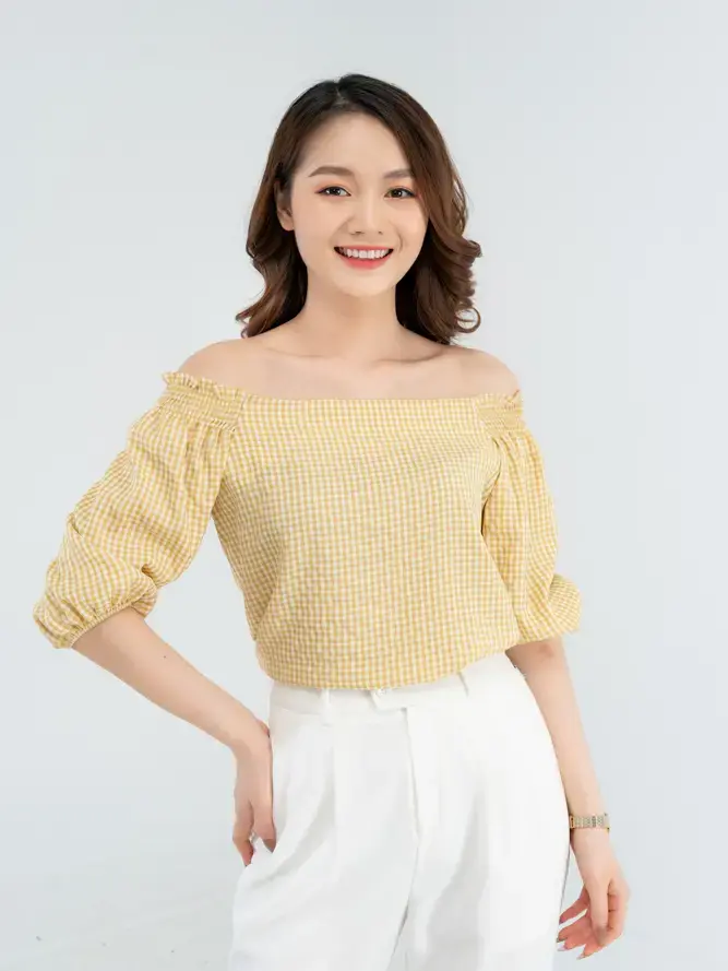 Sơ mi vai trễ tay lỡ - Vàng - L