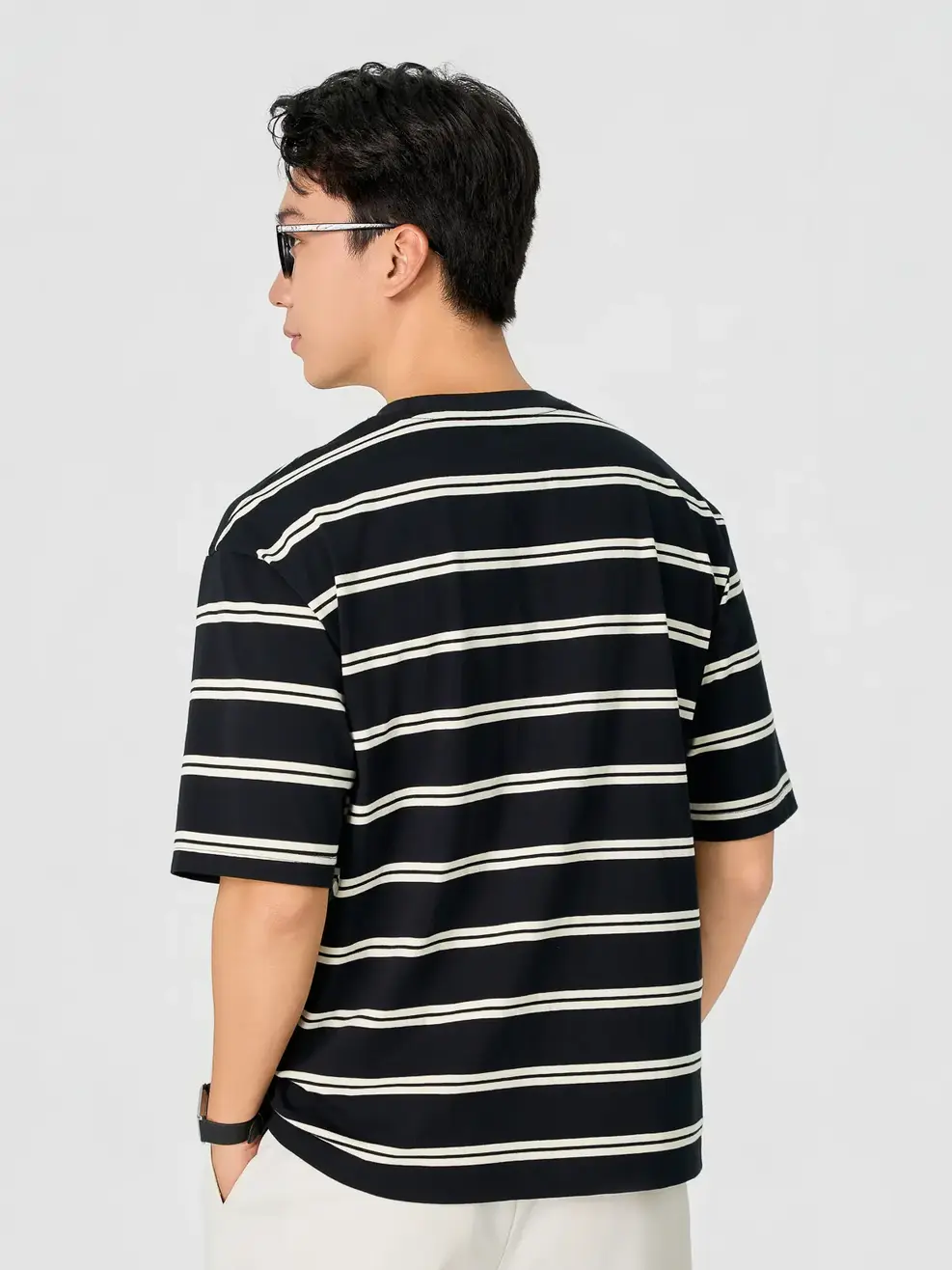 Áo Phông Nam Relax Kẻ To Mác Everyday - KẺ ĐEN 004 - M