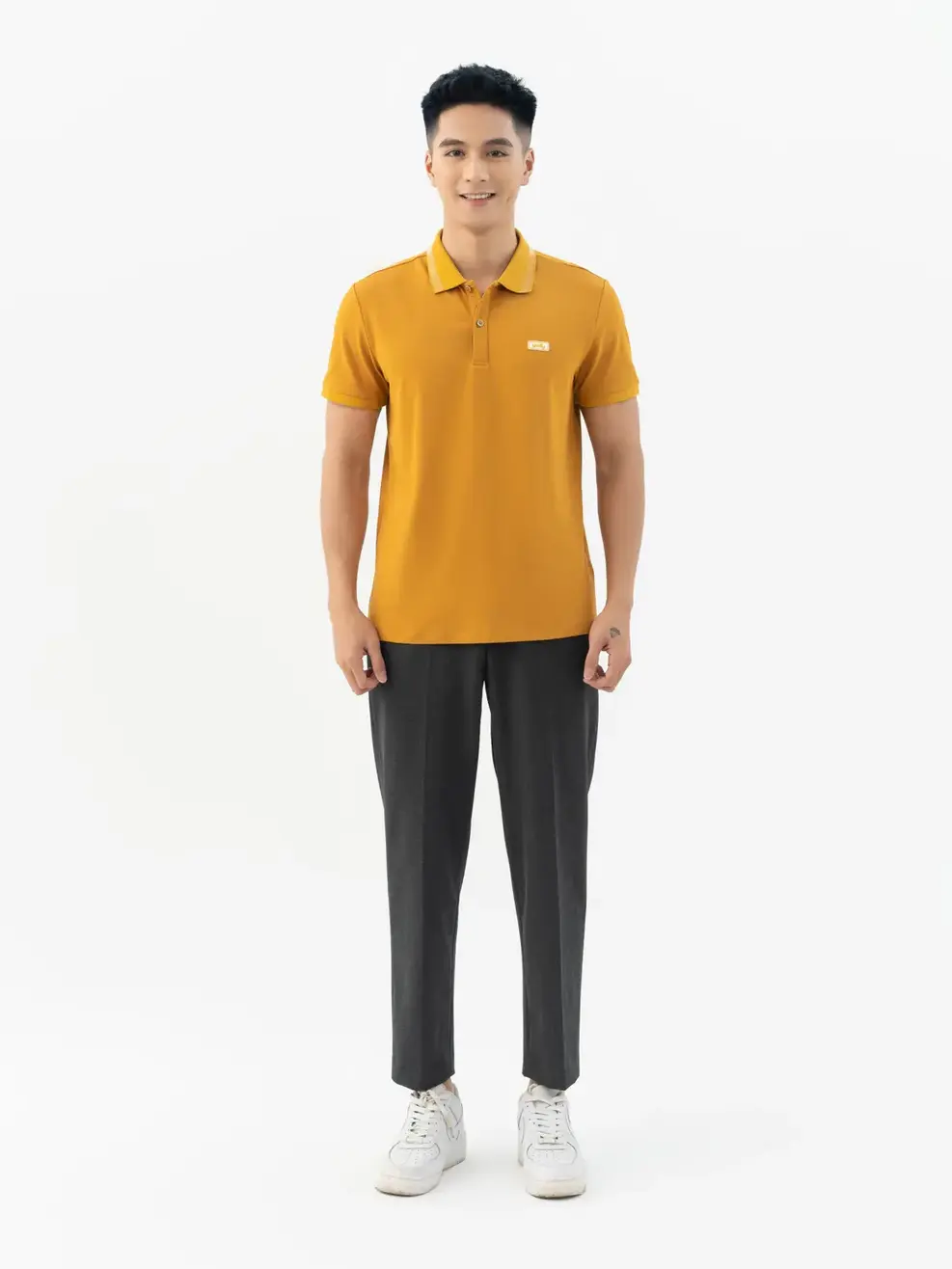 Áo Polo Nam Mắt Chim Phối Bo - Vàng - 2XL
