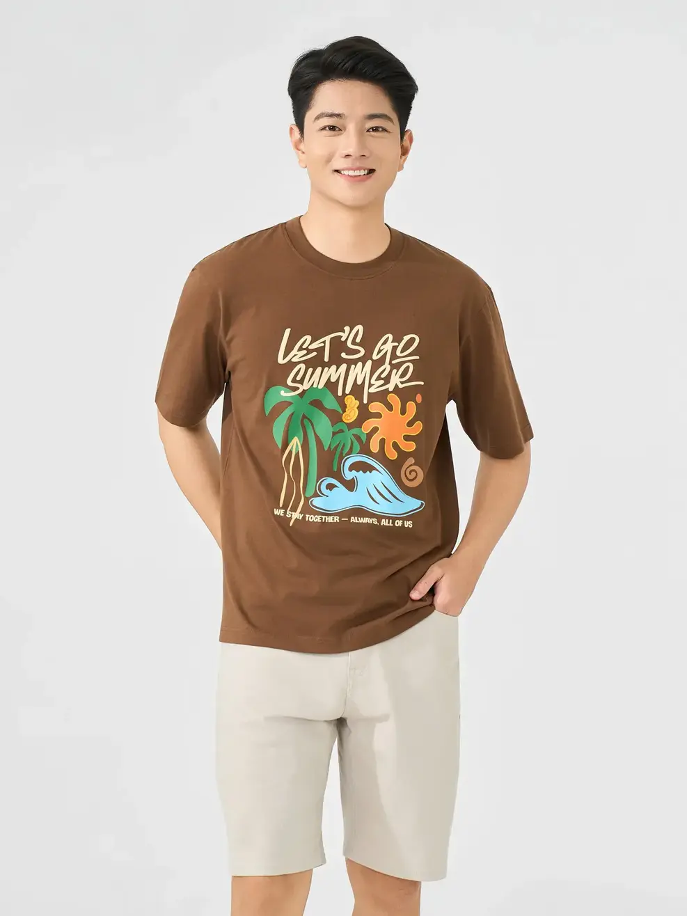 Áo Phông Let's Go Summer - Nâu 123 - L