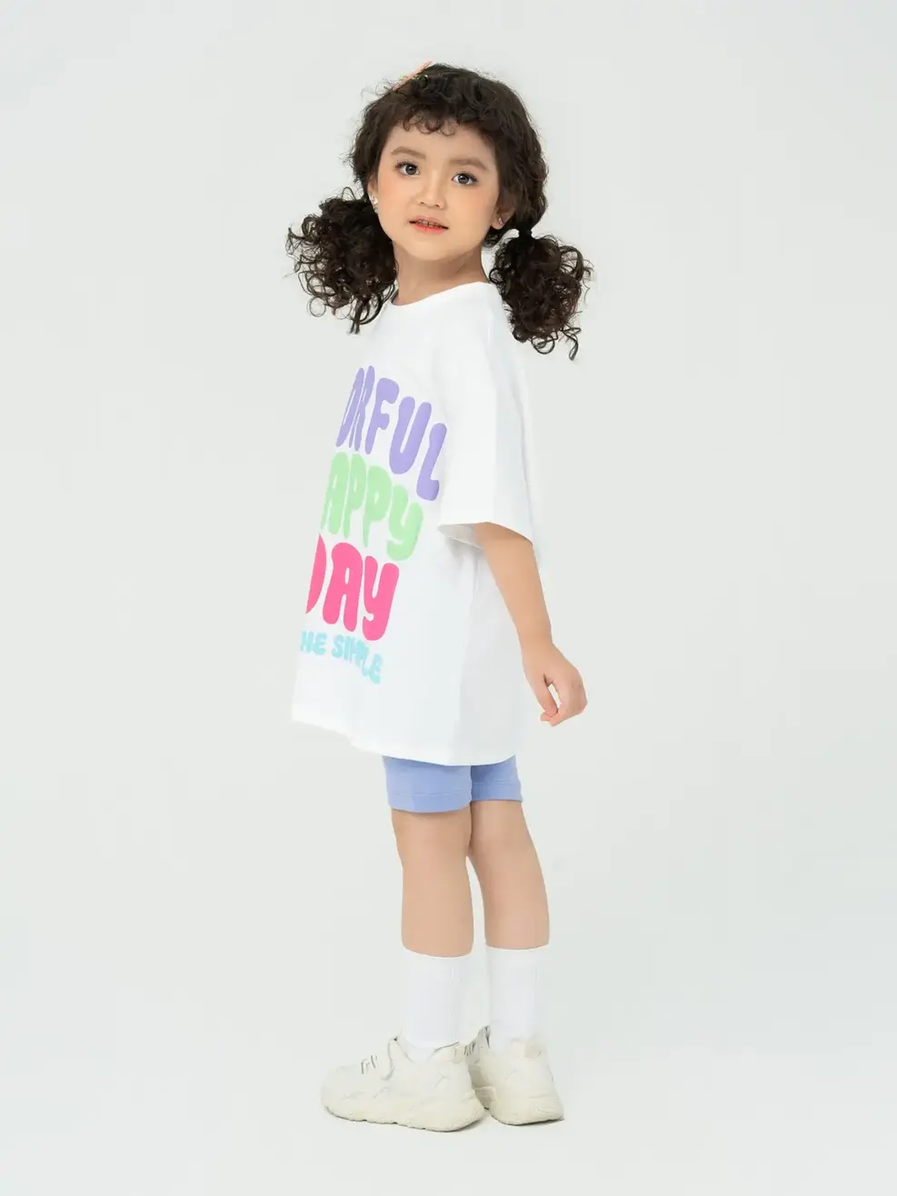 Đồ Bộ Kid Áo Rộng Quần Leging - Trắng tím - 2