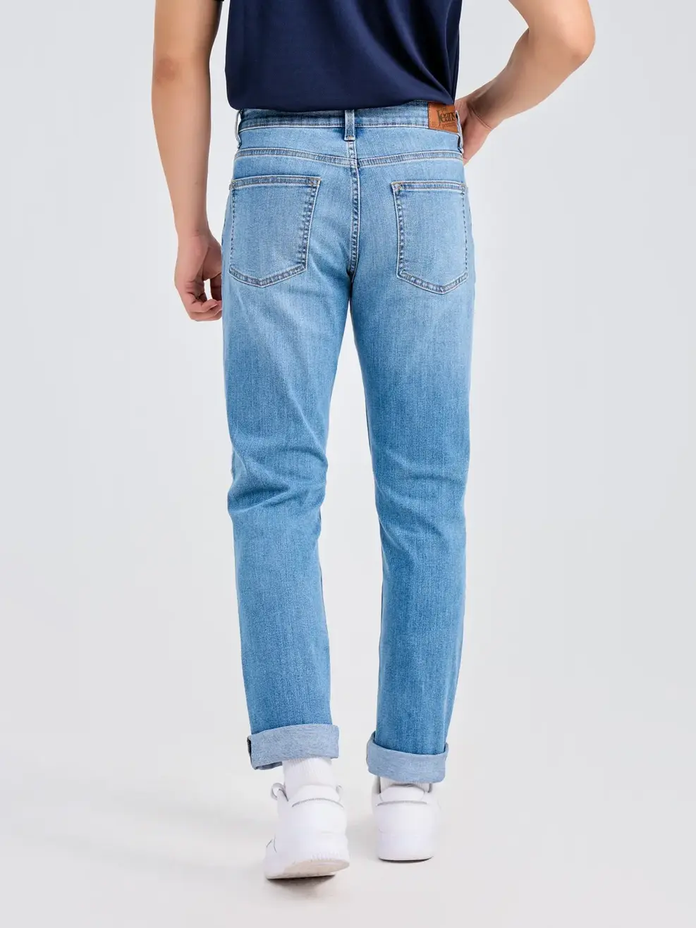 Quần Jeans Nam Slim Fit Mài Xước  - Xanh nhạt - 28