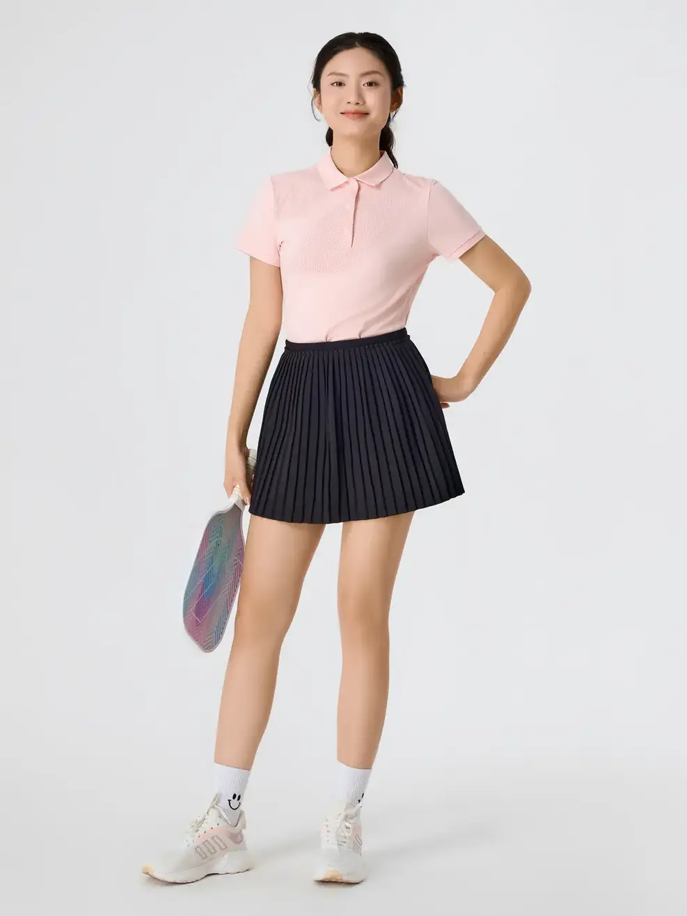 Áo Polo Nữ Thể Thao In Hoạ Tiết - hồng 047 - XS