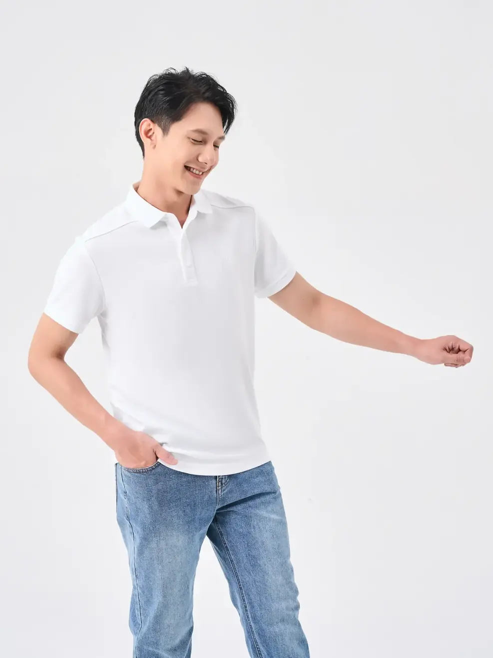 Áo Polo Nam Cafe Tổ Ong Nẹp Cúc Cúc Bấm - Trắng - 3XL