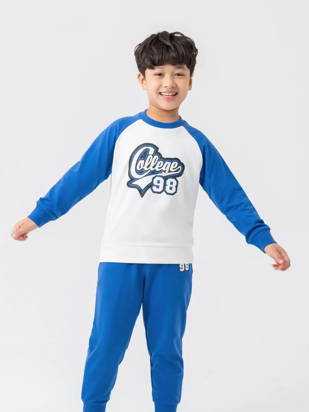 Bộ Thu Đông Kid Nhỏ Tay Raglan - Xanh coban - 2
