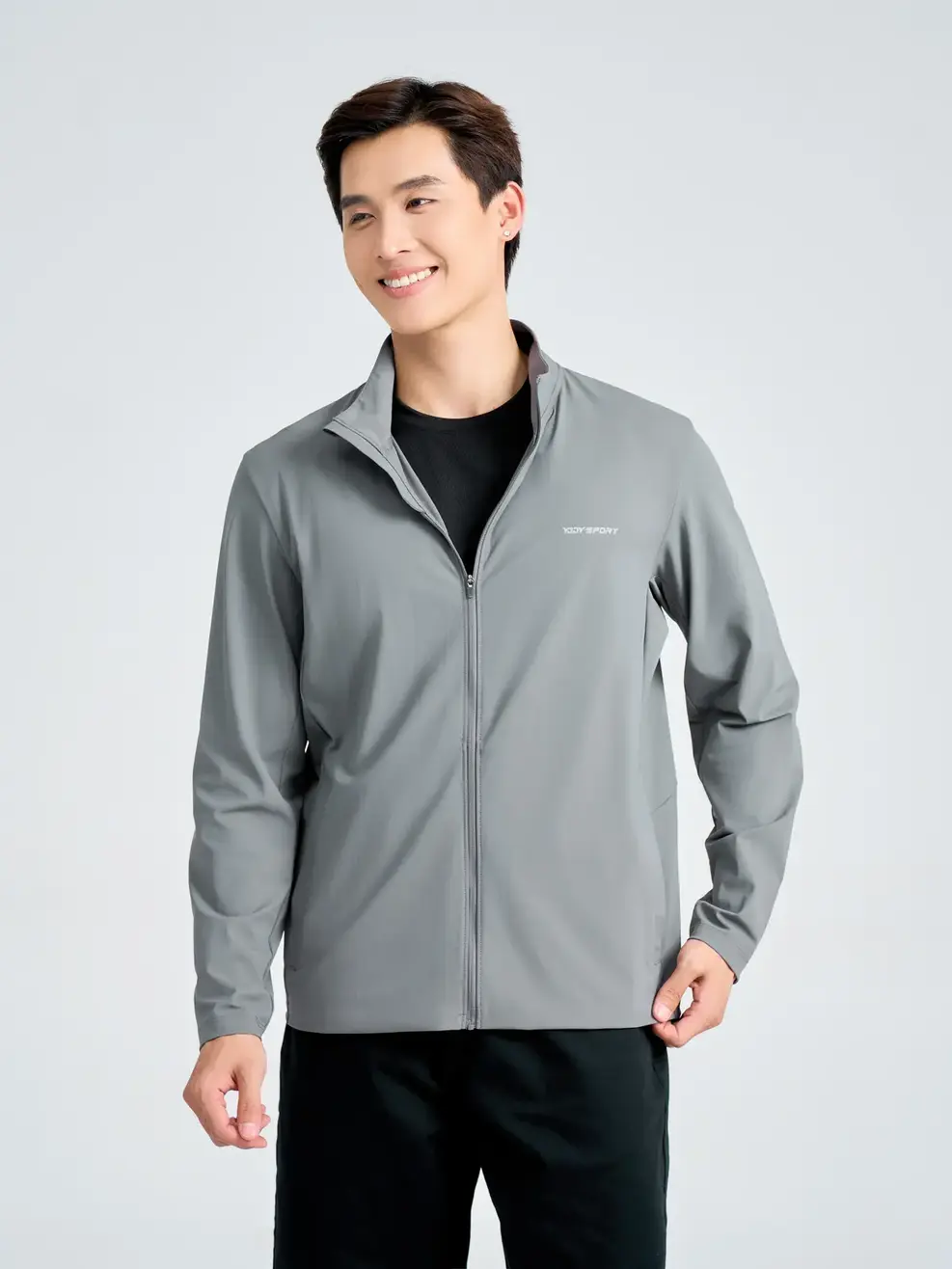 Áo Khoác Gió Thể Thao Nam Can Phối Yody Sport - Ghi - M