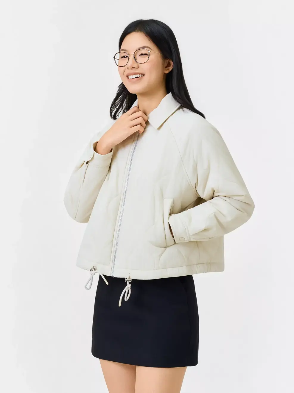 Áo Phao Nữ Bomber Cổ Bẻ - Xám 218 - S