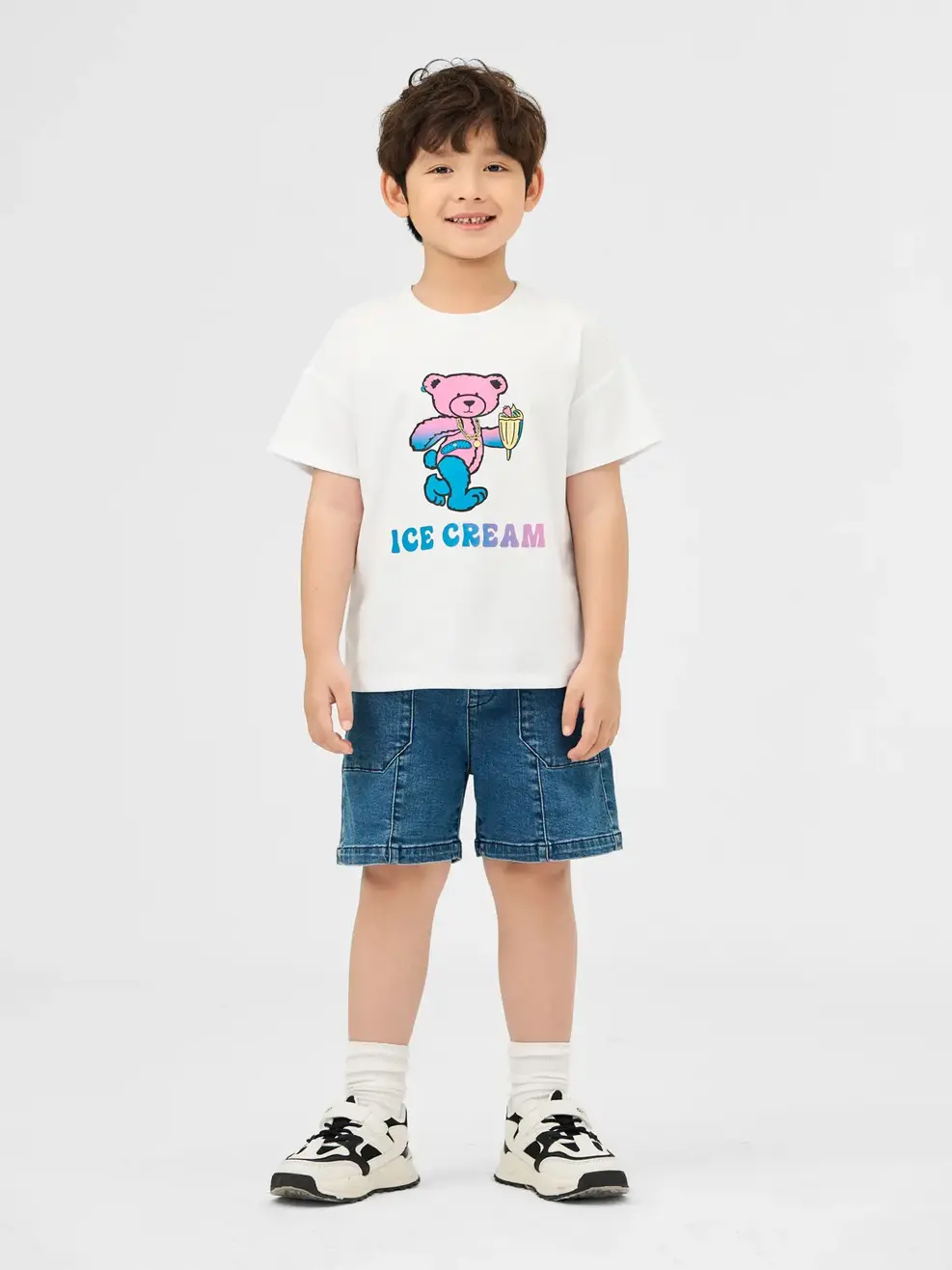 T-shirt Kid In Gấu Bột Ngô - Trắng 1 - 2